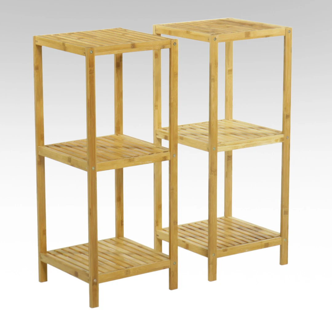 Pair of Bamboo Three-Tier Stands, 21st Century