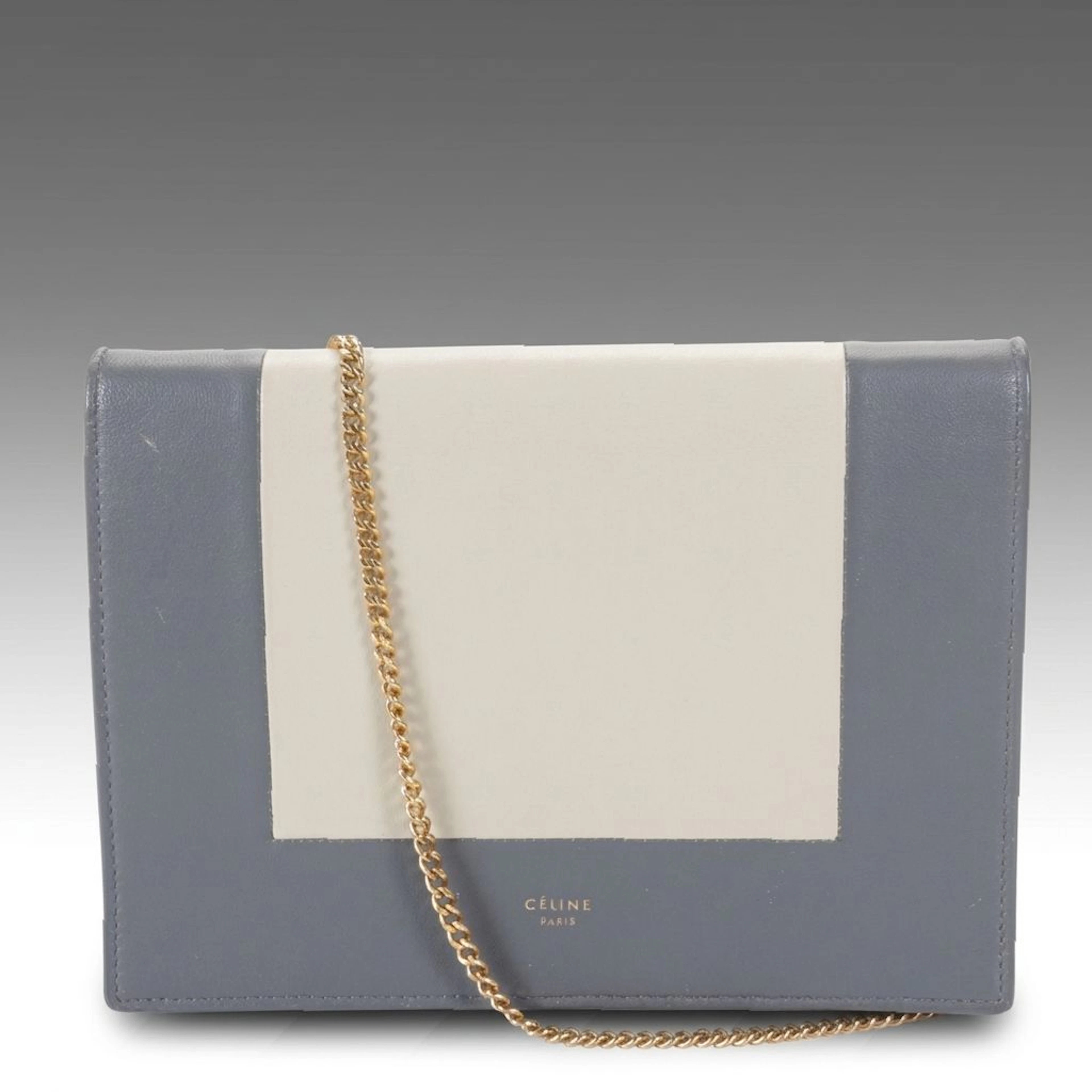 Céline Frame Flap Bag on Crossbody Chain in Bicolor Calfskin Leather