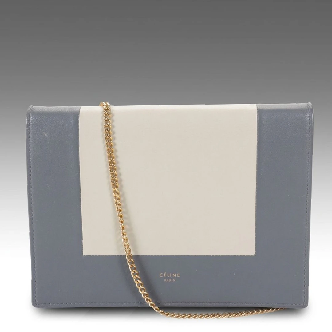 Céline Frame Flap Bag on Crossbody Chain in Bicolor Calfskin Leather