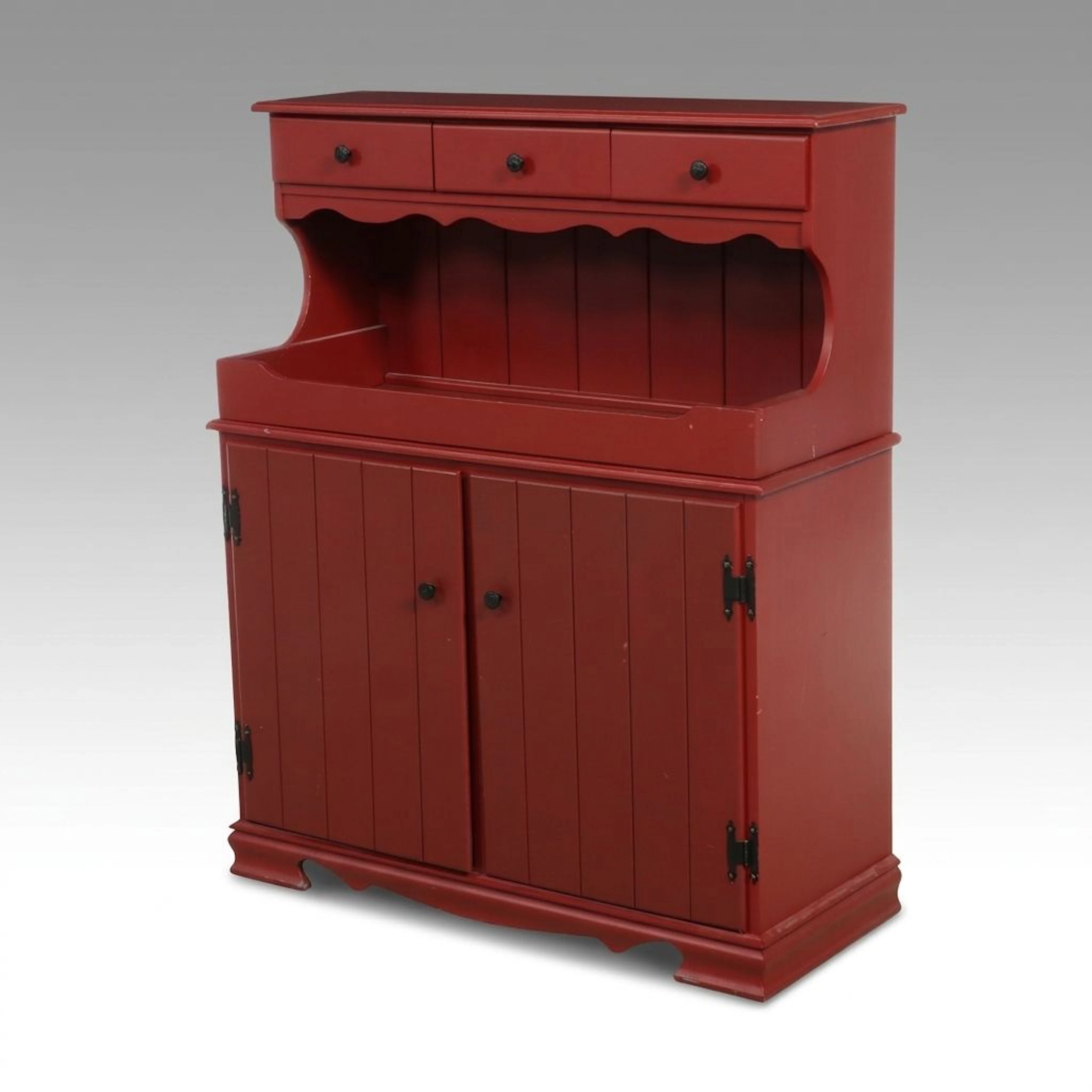 Early American Style Red-Painted Wood Dry Sink, Late 20th Century