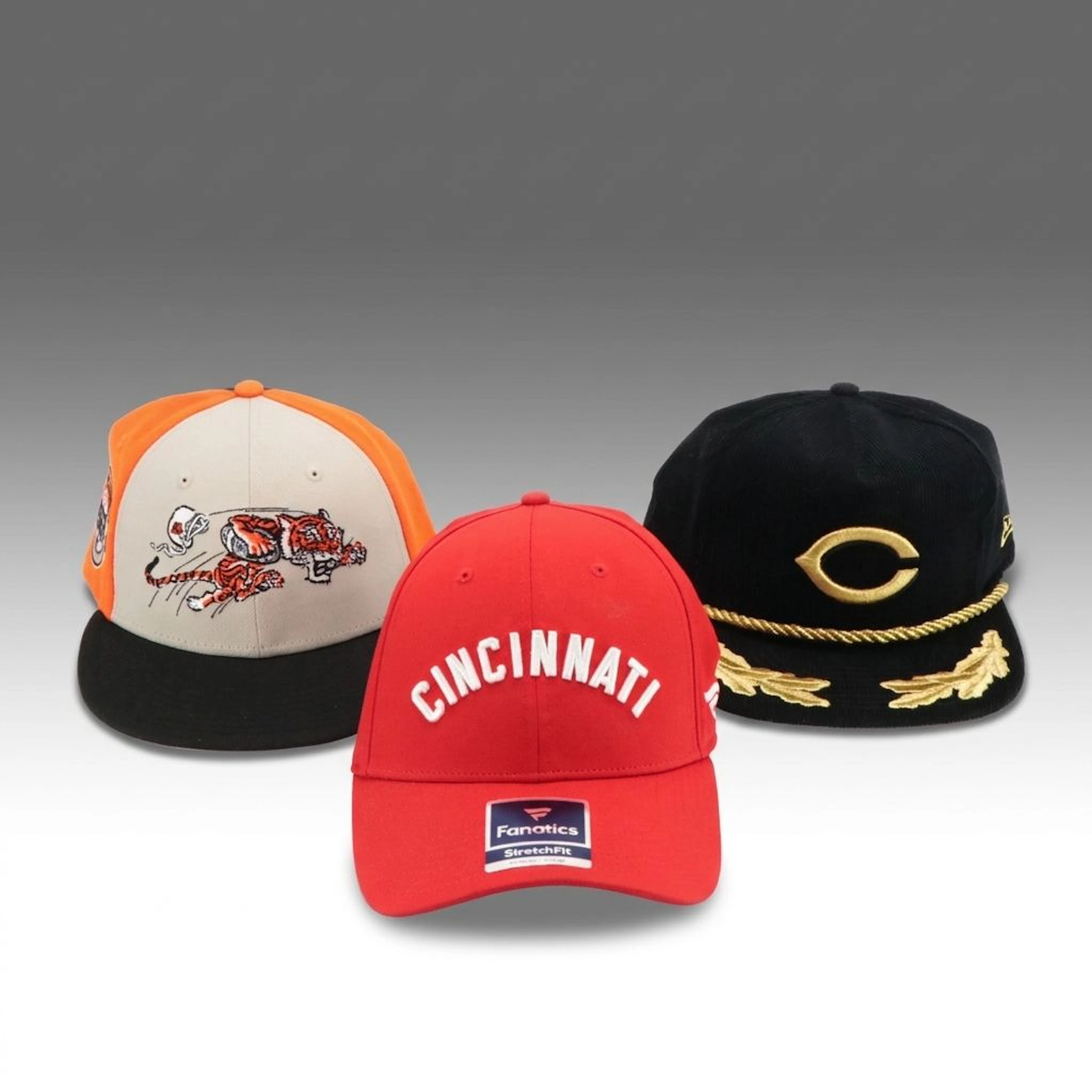 New Era Cincinnati Bengals Vintage Tiger Snapback Hat and Cincinnati Reds Hats