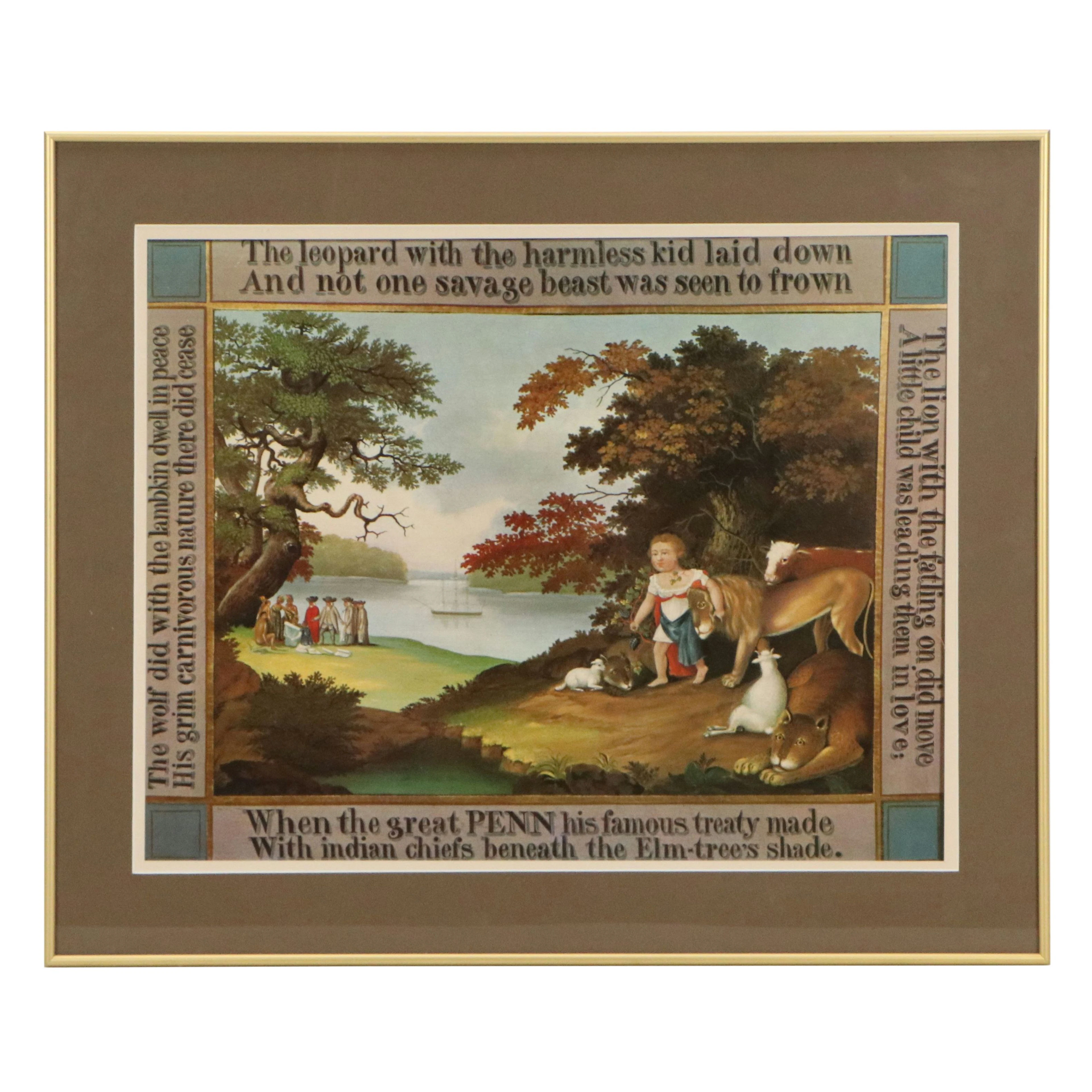 After Edward Hicks Offset Lithograph "The Peaceable Kingdom"