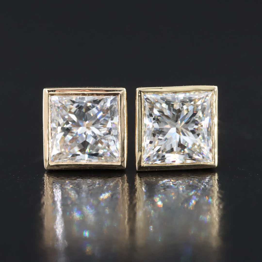 14K 3.02 CTW Lab Grown Diamond Solitaire Earrings with IGI Reports
