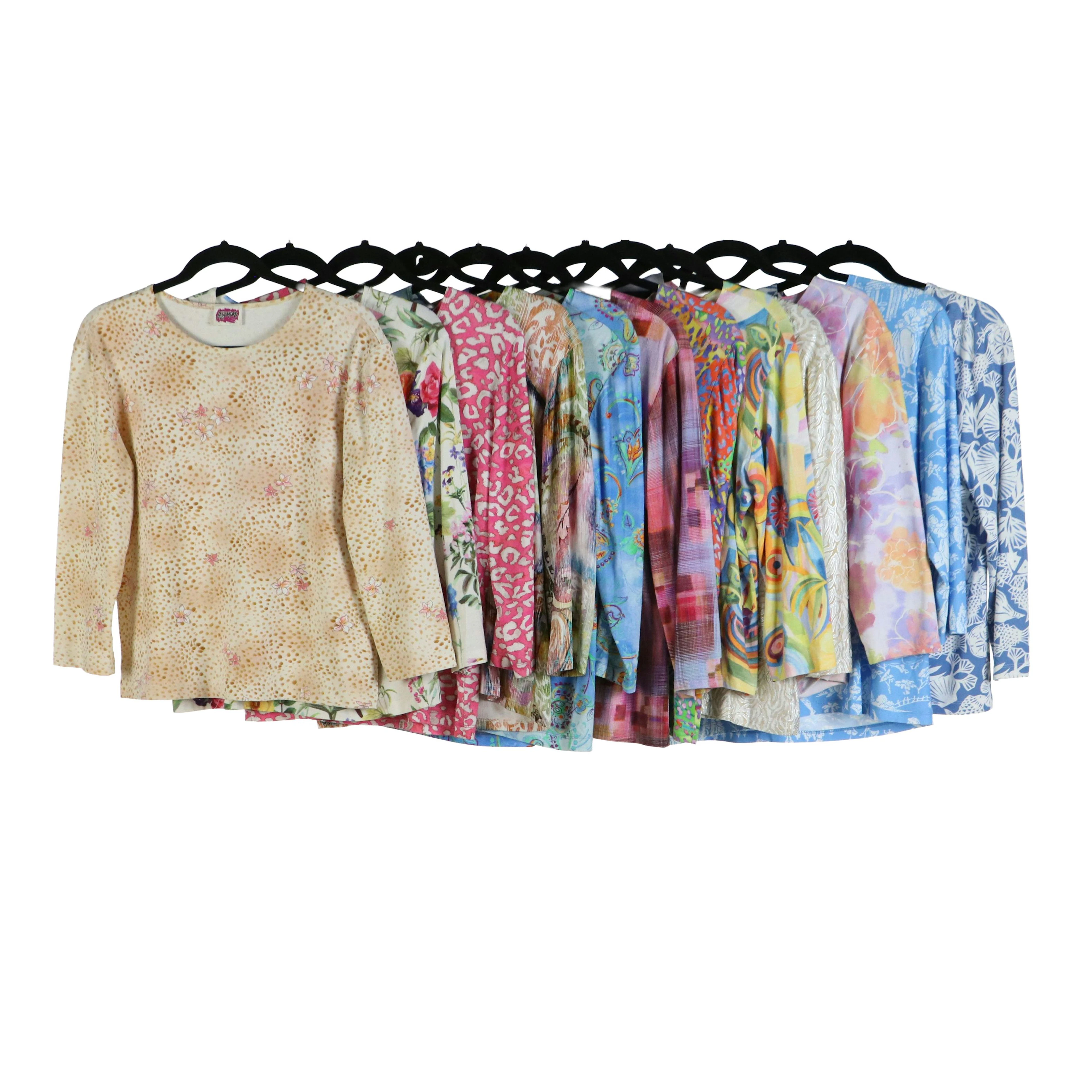 Leggiadro Three-Quarter Sleeve Patterned Knit Tops