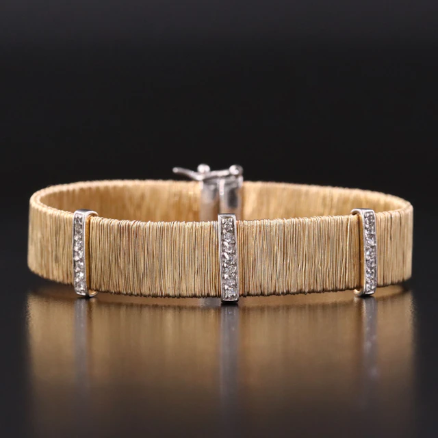 Sterling Wire Wrapped CZ Station Bracelet