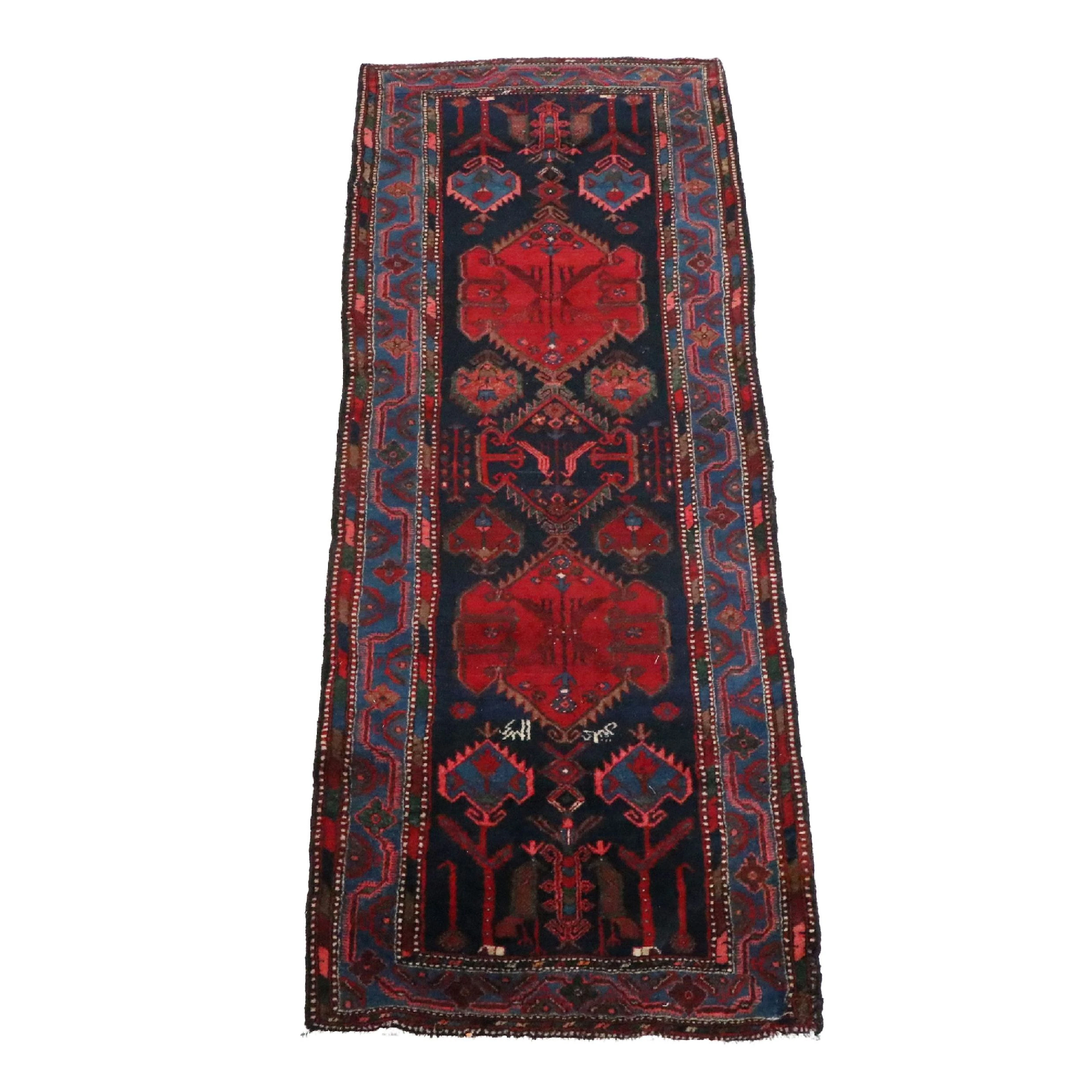3'9 x 6'9 Hand-Knotted Persian Hamadan Long Rug