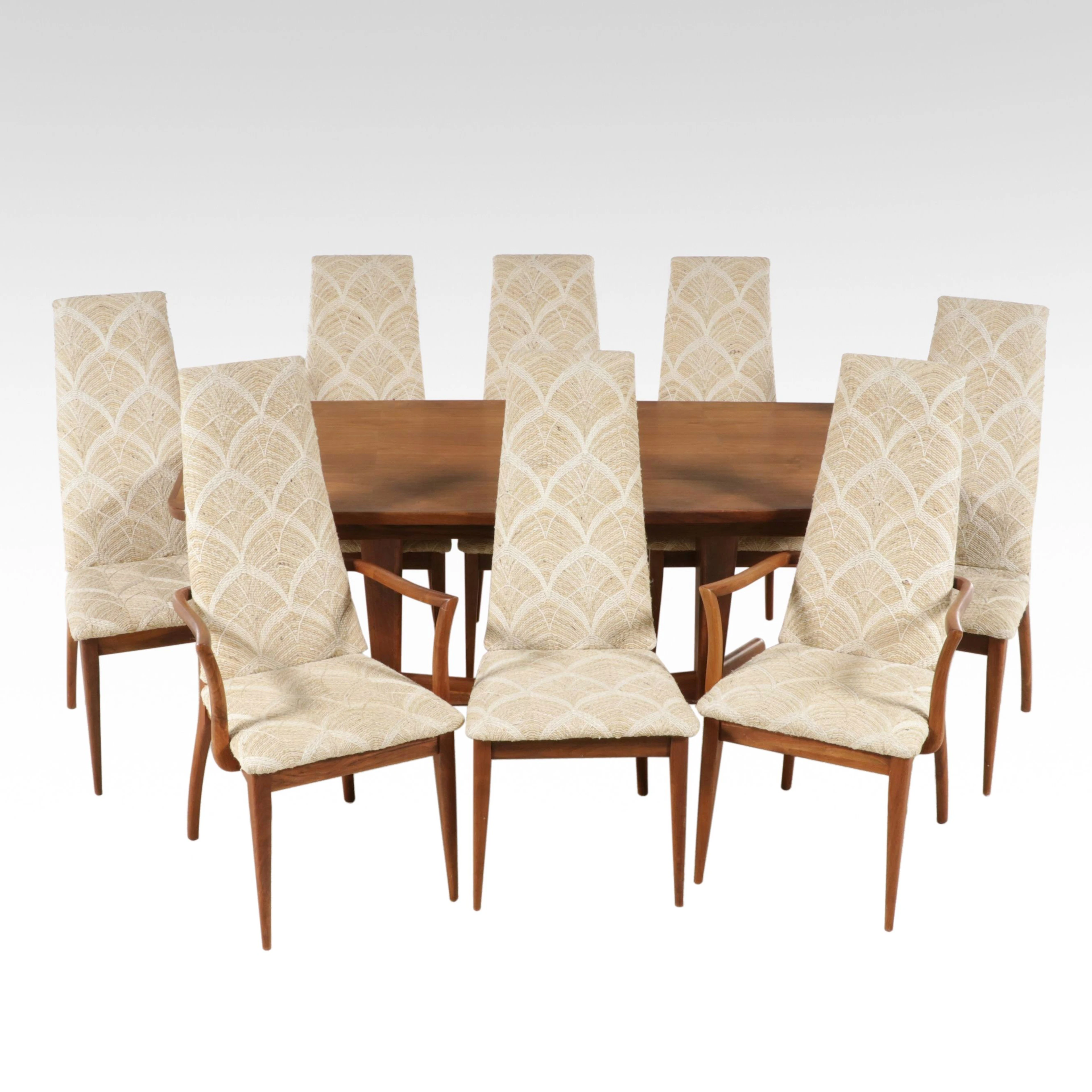 Furniture By Otmar Walnut Dining Table with Eight Adrian Pearsall Style Chairs
