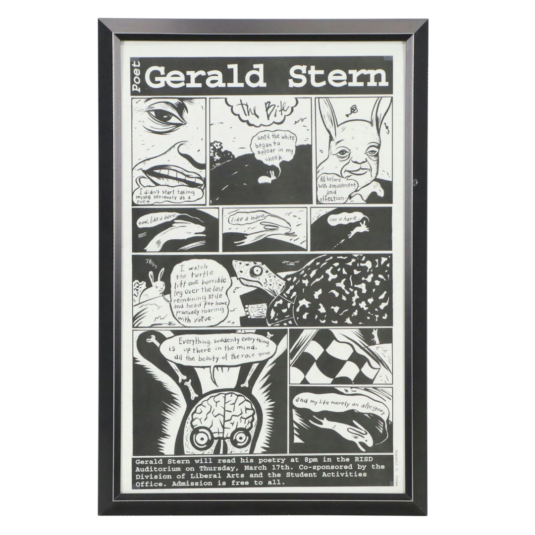 RISD Lithograph Poster "Poet Gerald Stern" After Russell O. Jones, Late 20th C.