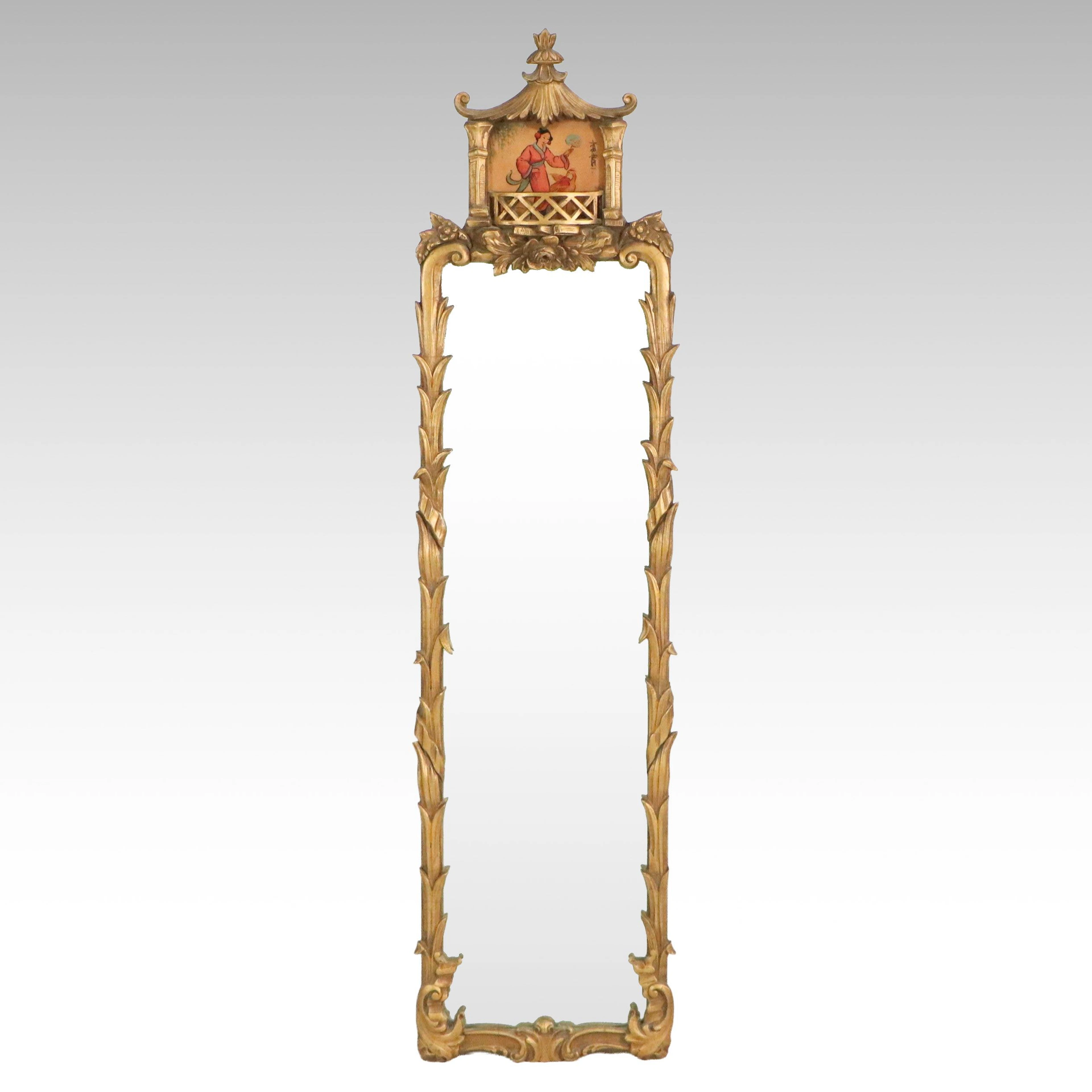 Hollywood Regency Style Pagoda Pier Mirror, Early to Mid-20th Century