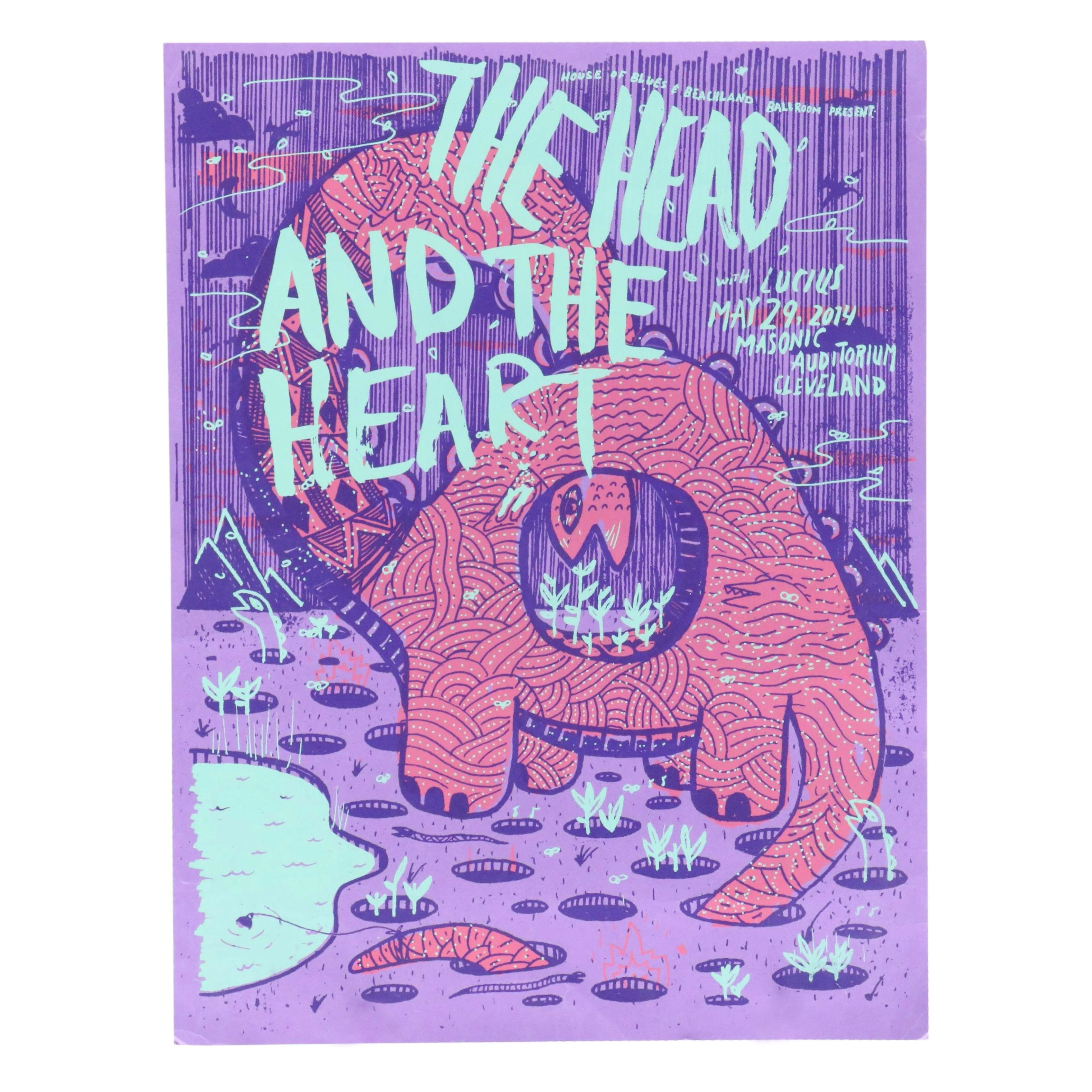 The Head and the Heart 2014 Serigraph Concert Poster