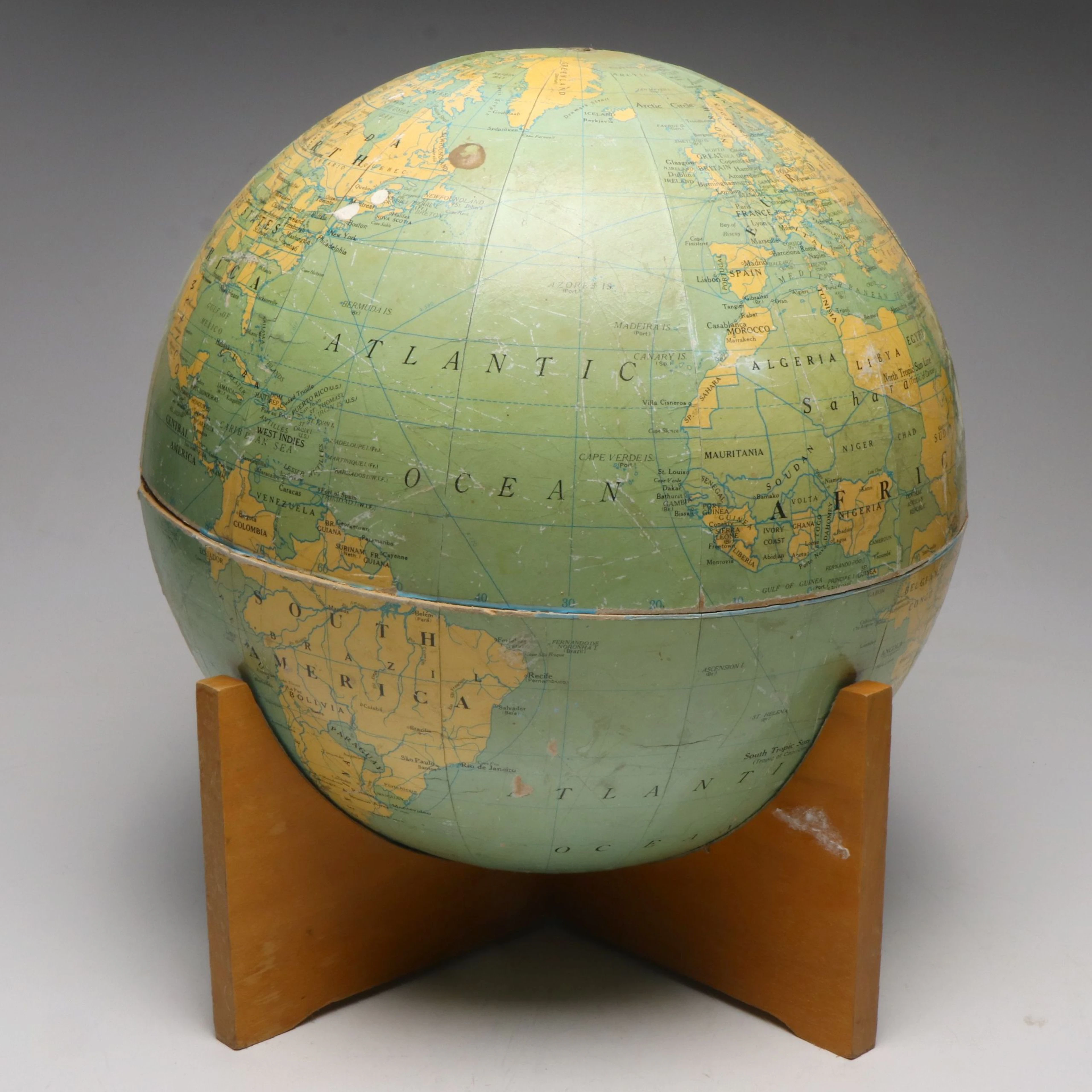 A. J. Nystrom & Co. Political Globe on Wood Stand