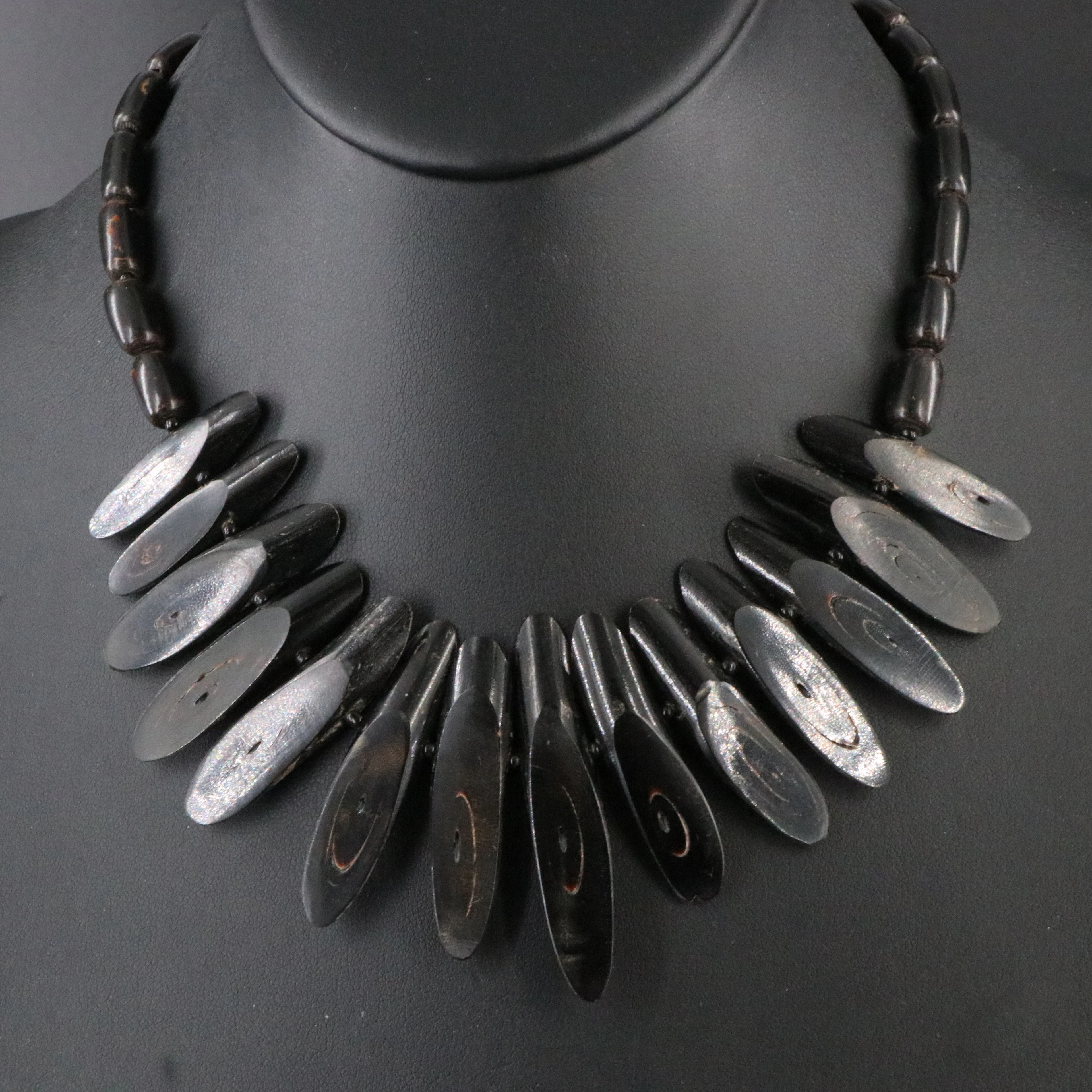 Black Coral Fringe Necklace