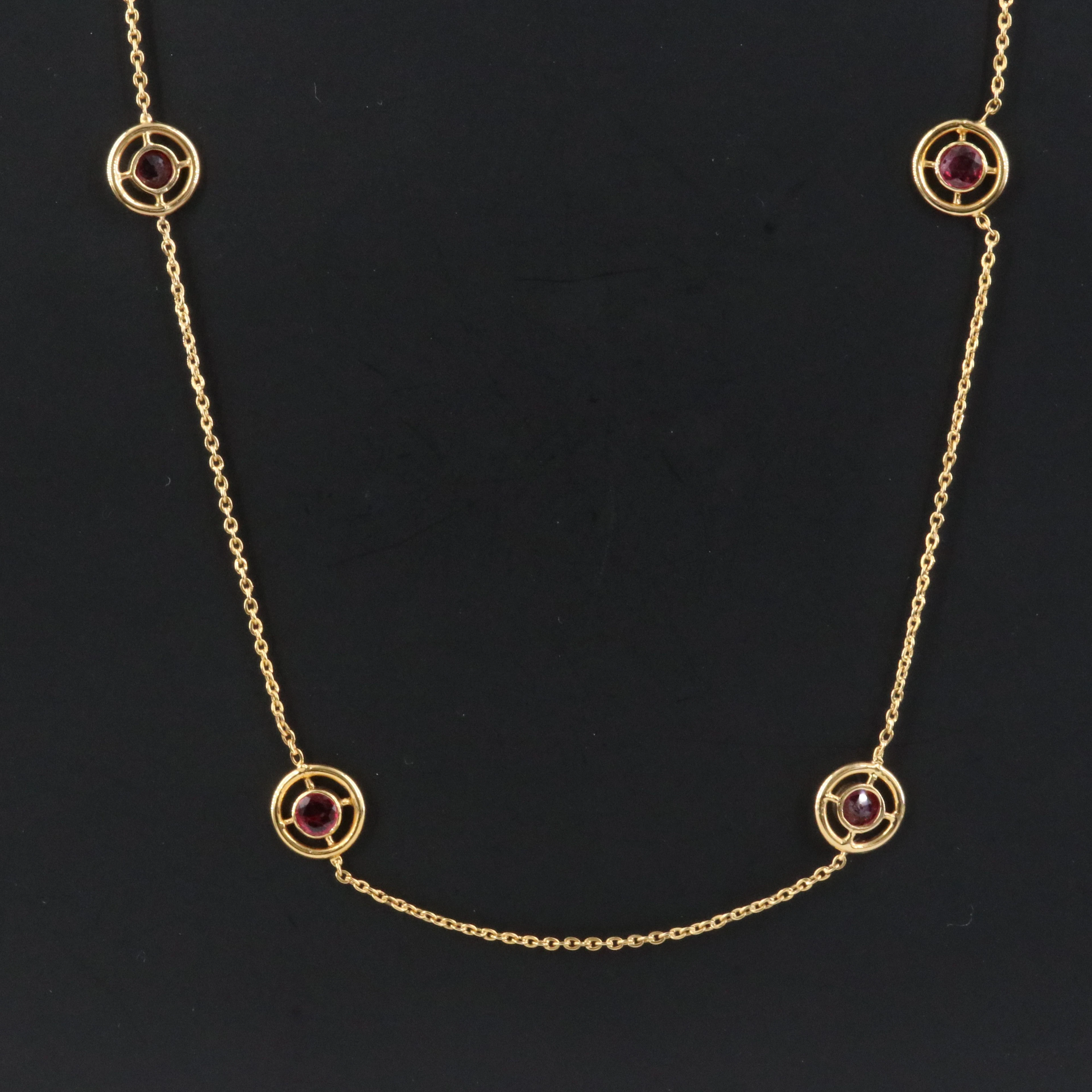 14K Ruby Station Necklace
