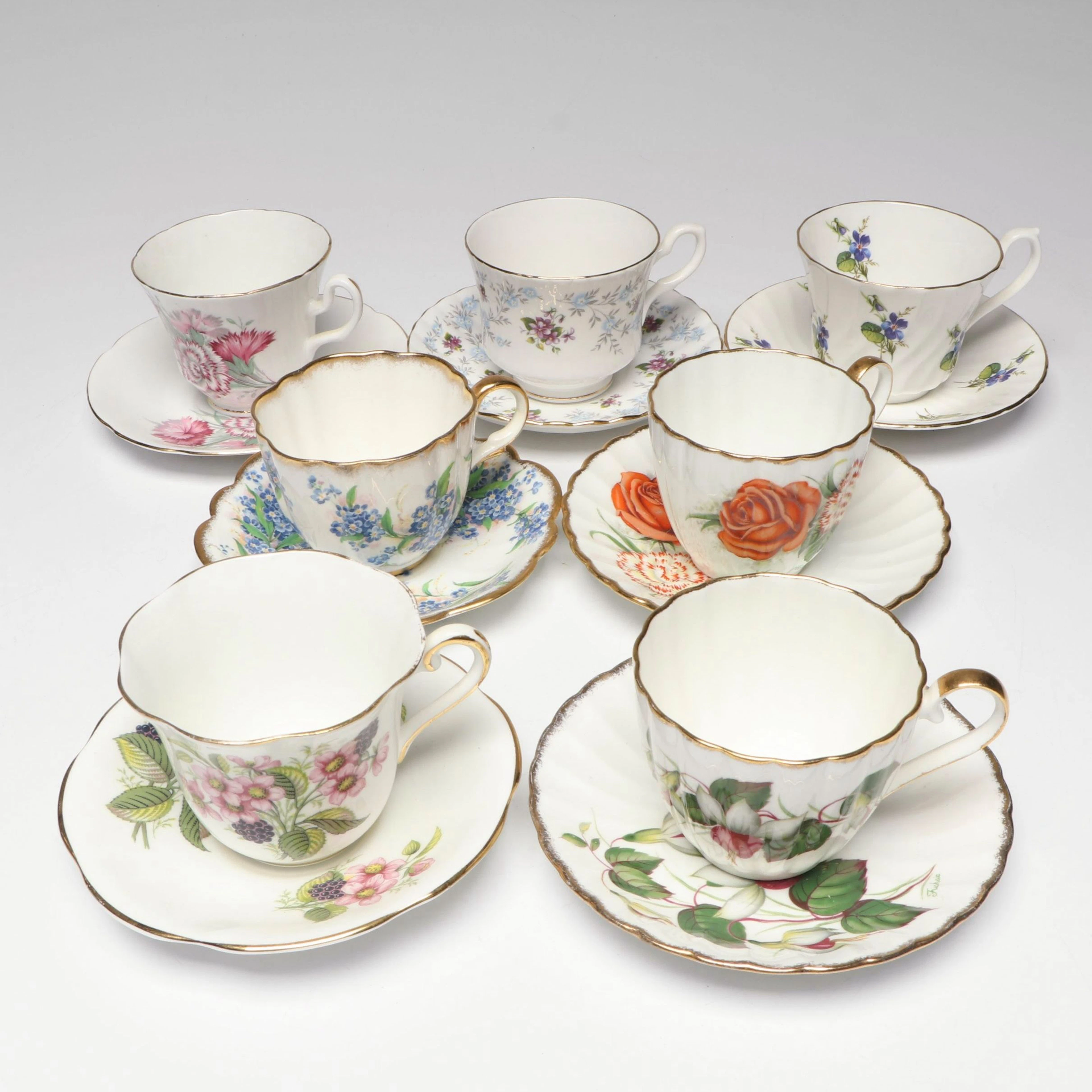 Royal Stafford with Other English Bone China Cups and Saucers