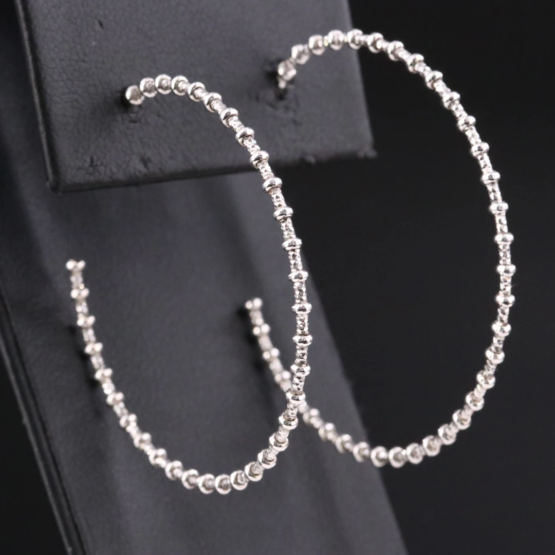 Sterling Bead Hoop Earrings