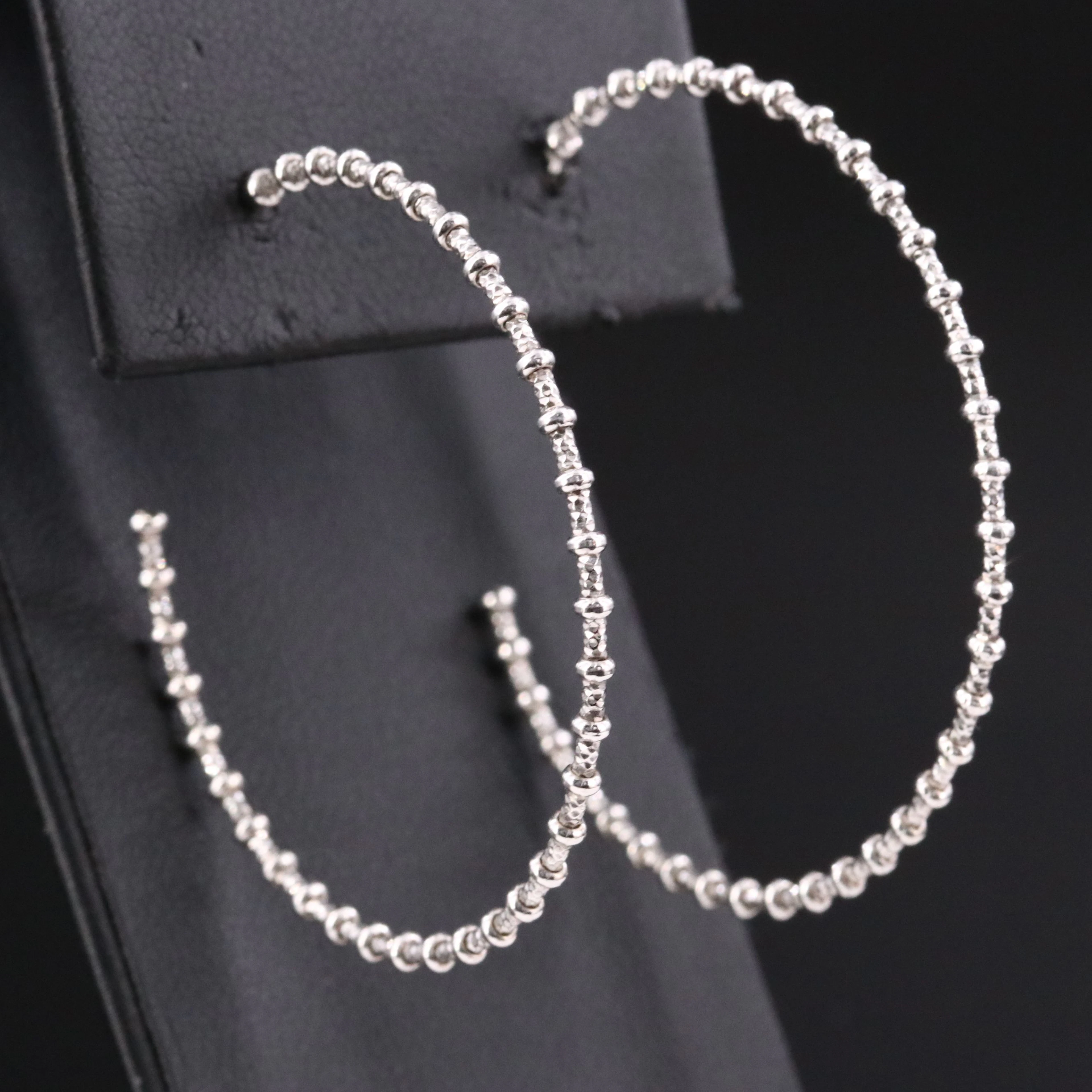 Sterling Bead Hoop Earrings