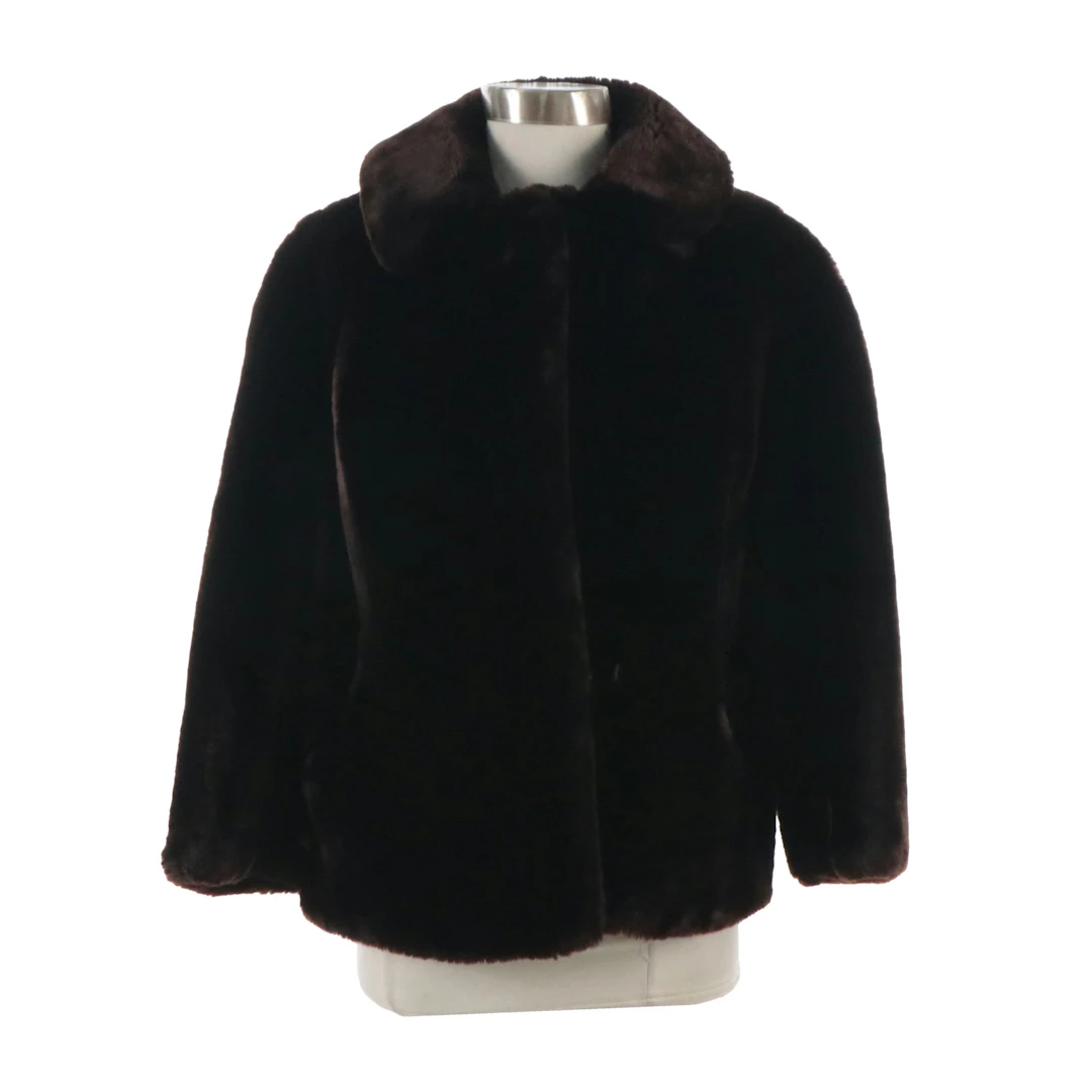 Mouton Fur Boxy Jacket from Thal's, Mid-20th Century