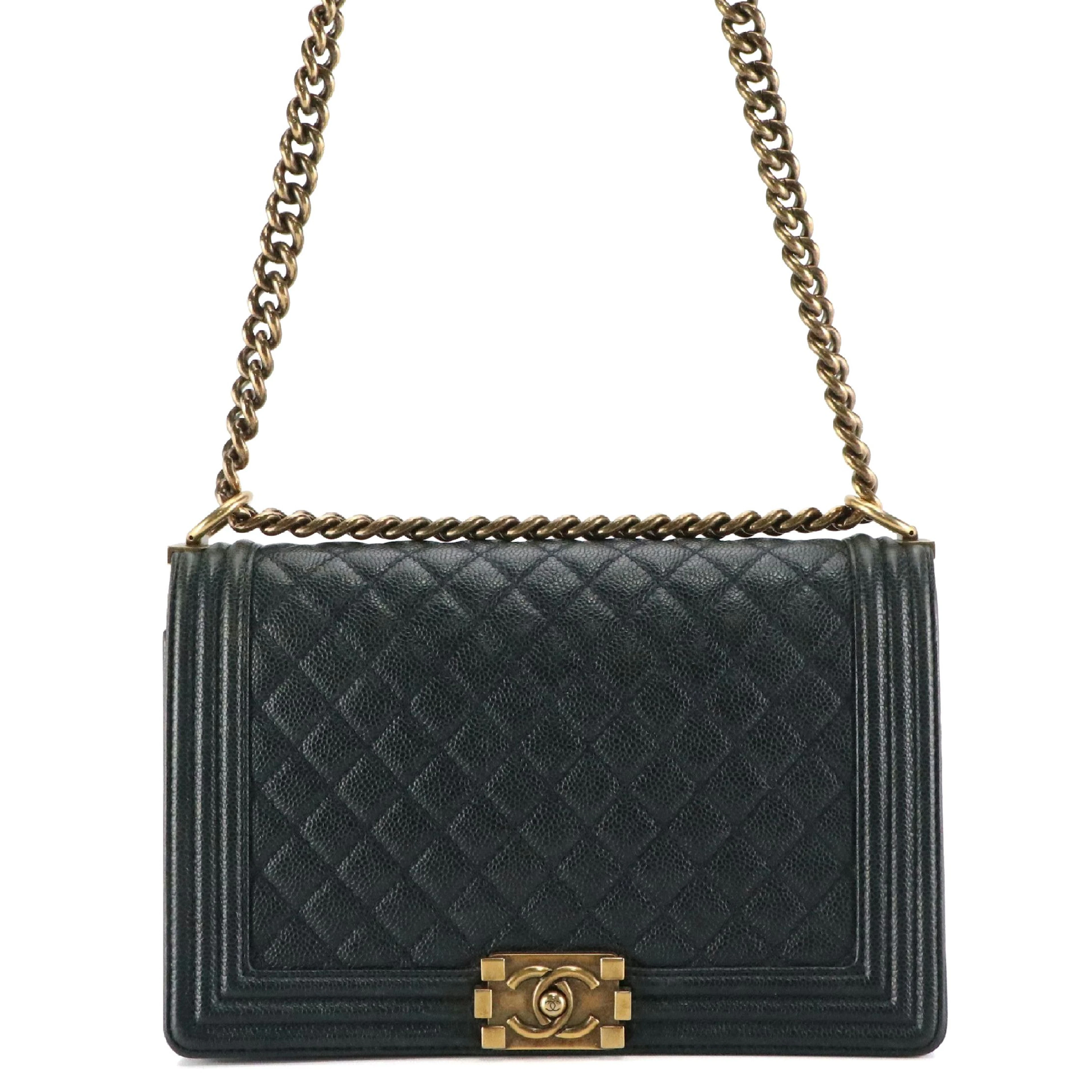 Chanel New Medium Boy Chain Shoulder Bag in Midnight Blue Quilted