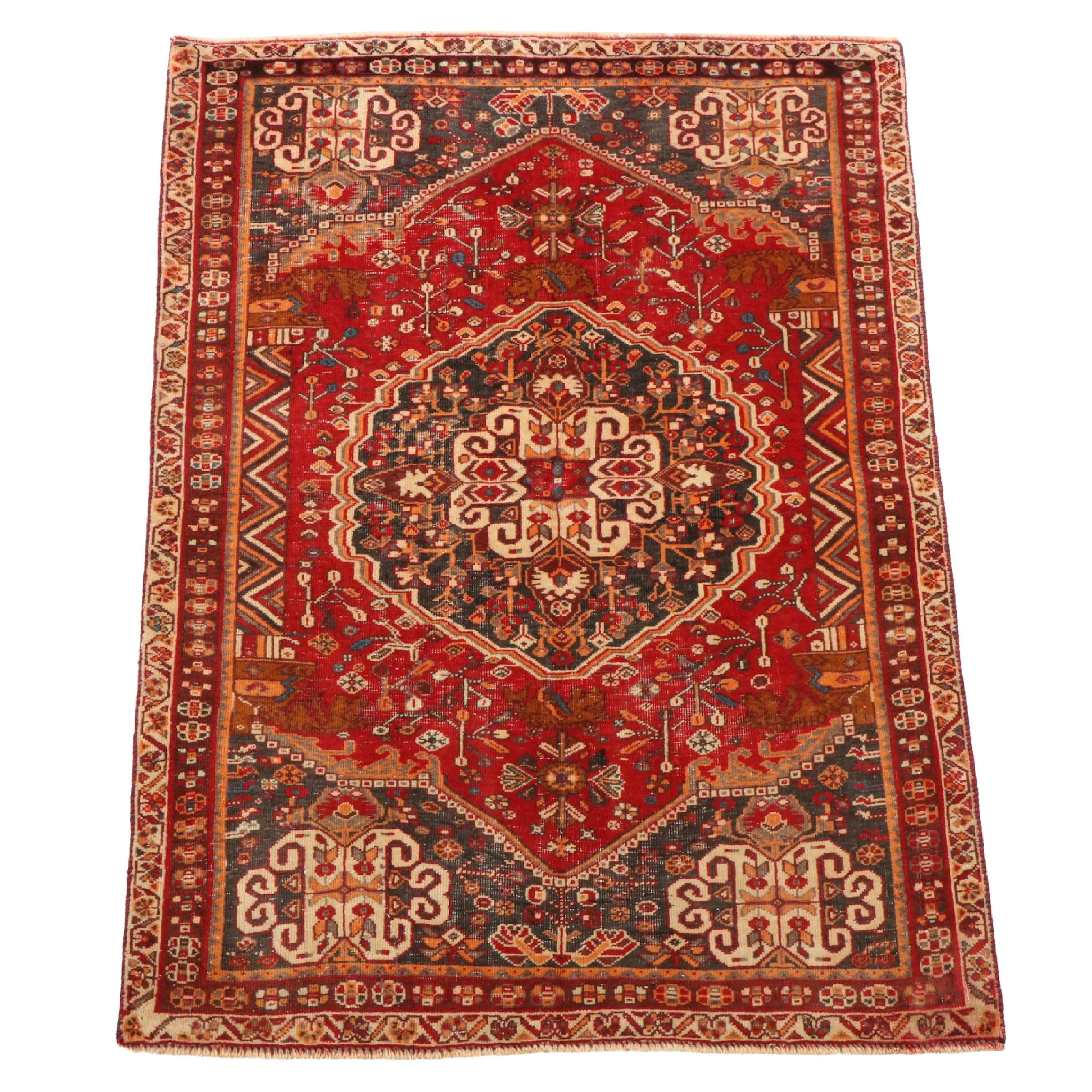 3'5 x 5'1 Hand-Knotted Persian Qashqai Area Rug