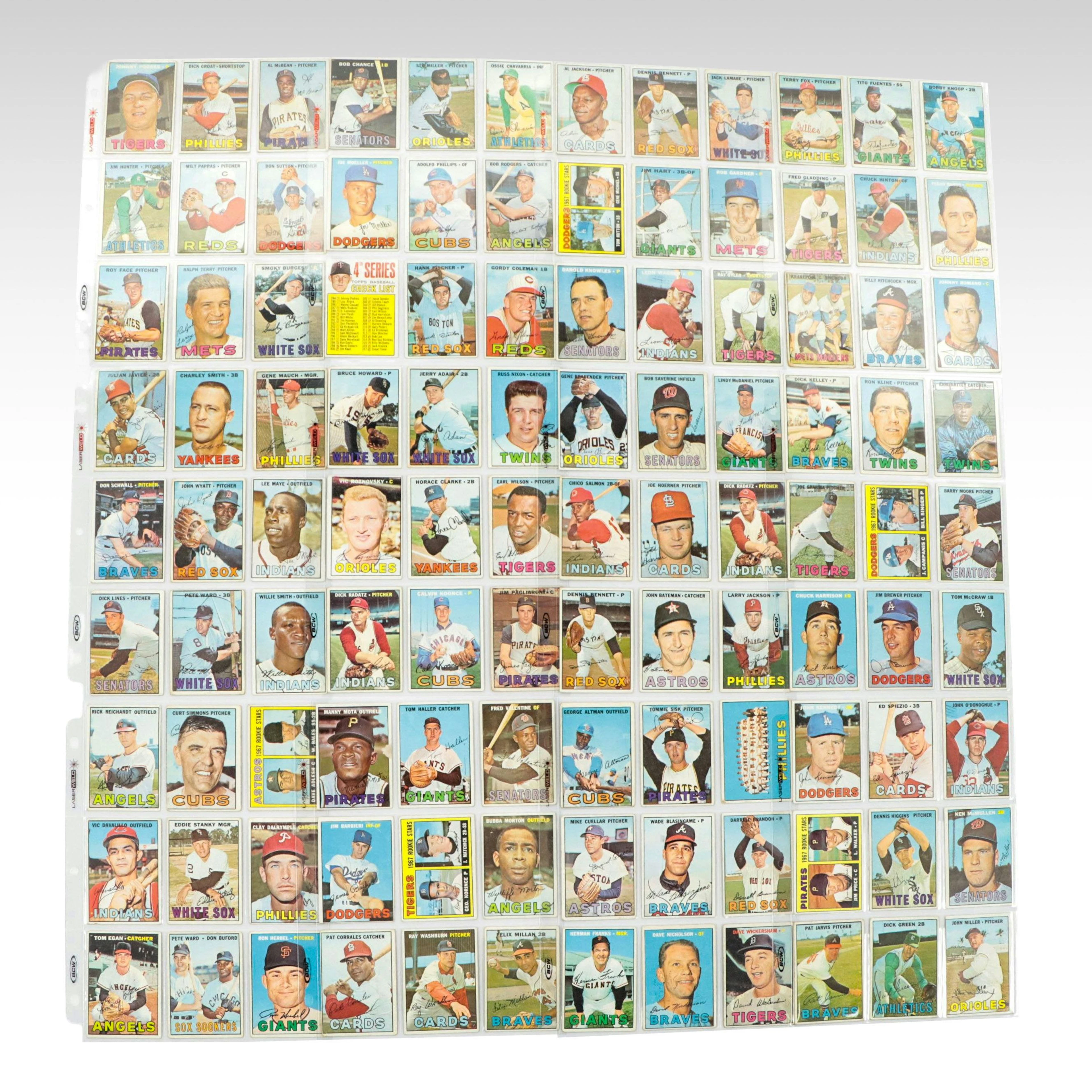 1967 Topps Baseball Cards Featuring Catfish Hunter, Don Sutton, and More