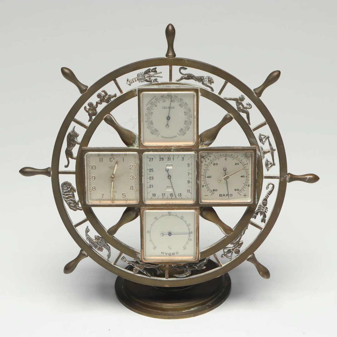 Angelus Art Deco Bronze Compendium Clock, Early to Mid-20th Century