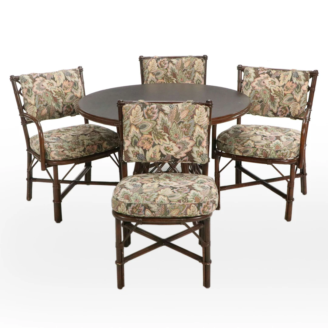 Five-Piece Rattan and Laminate Dining Set, Late 20th Century