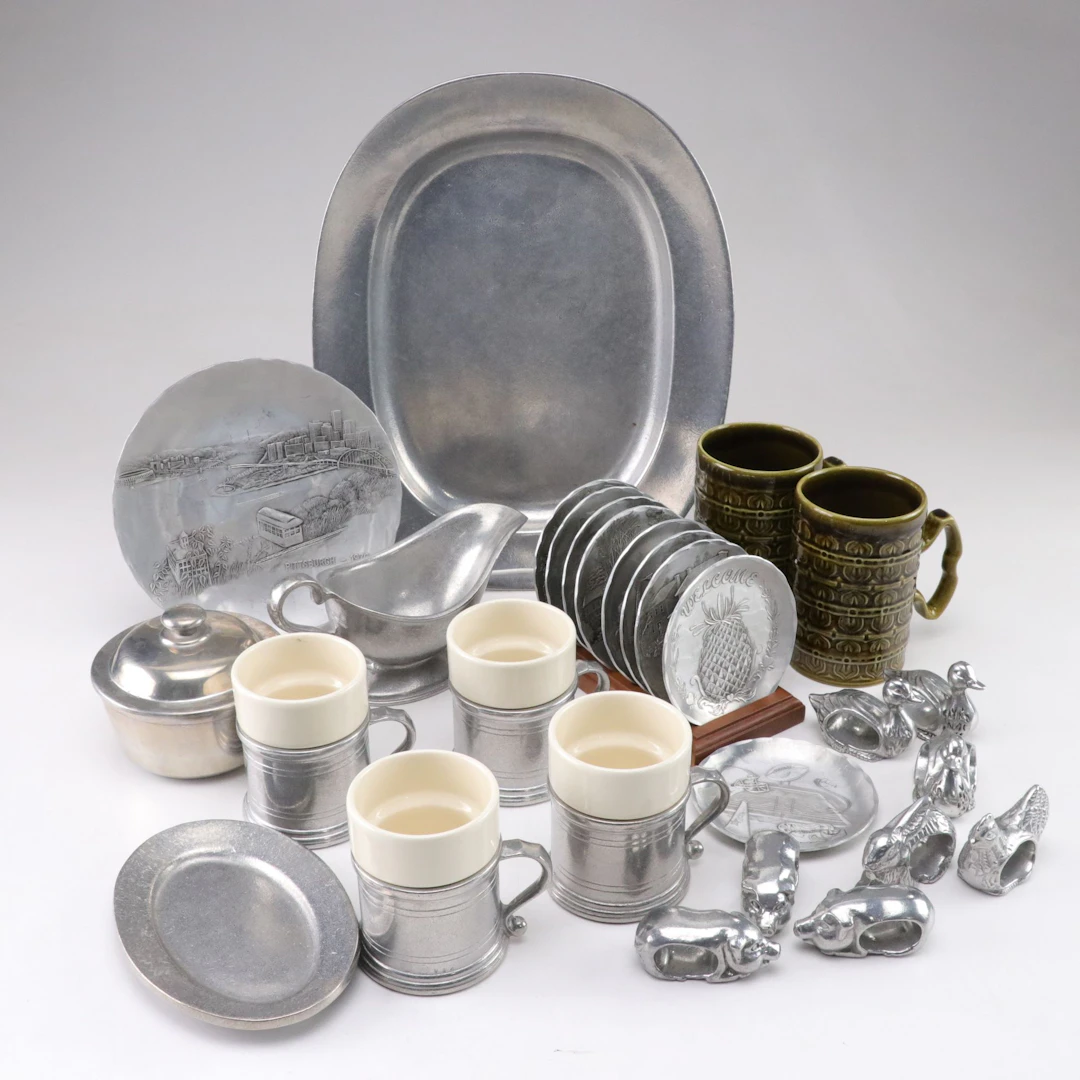 Hand Made Wendell August Plates & Coasters, with Animal Napkin Rings & More