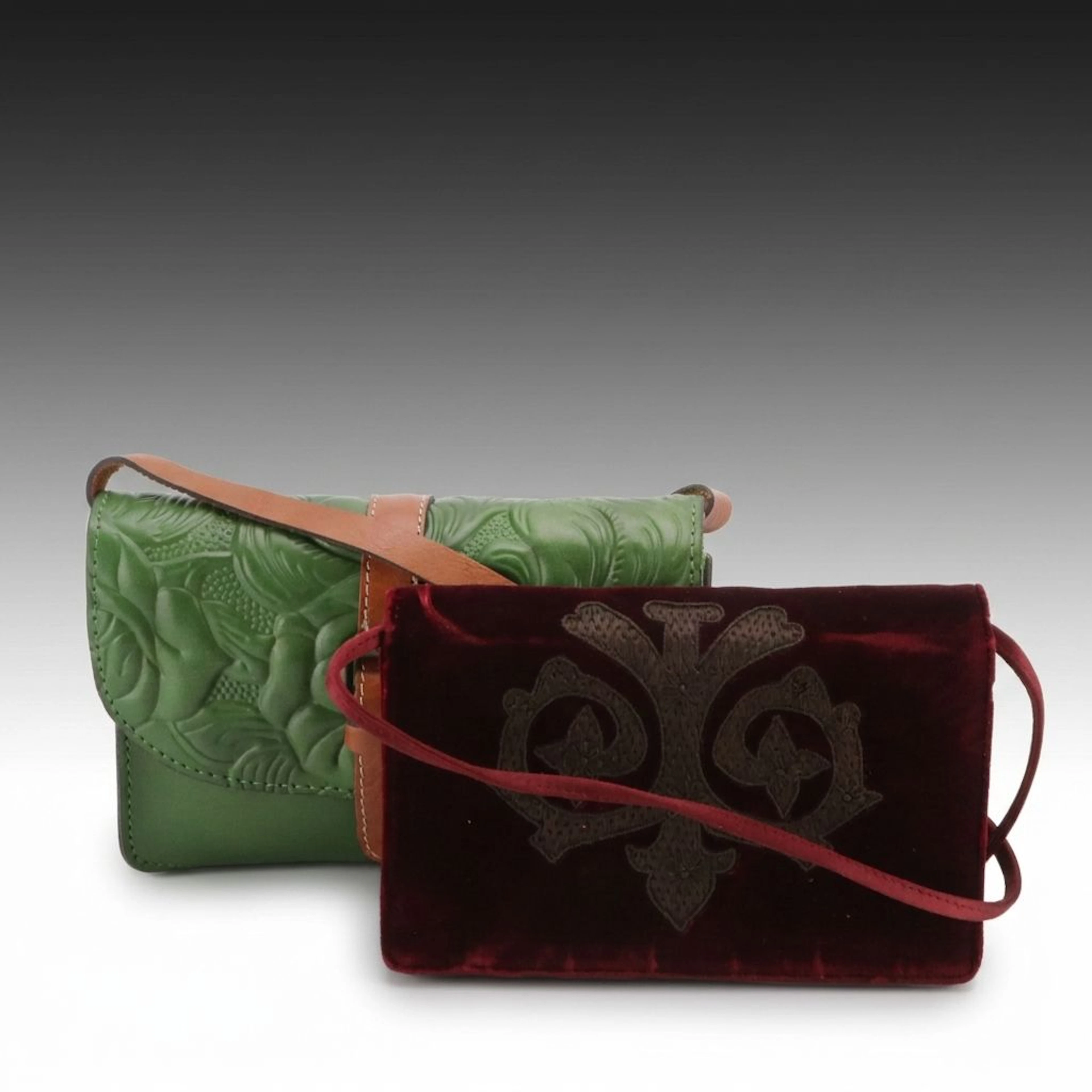 Oscar de la Renta Embroidered Velvet Bag, Patricia Nash Tooled Leather Bag
