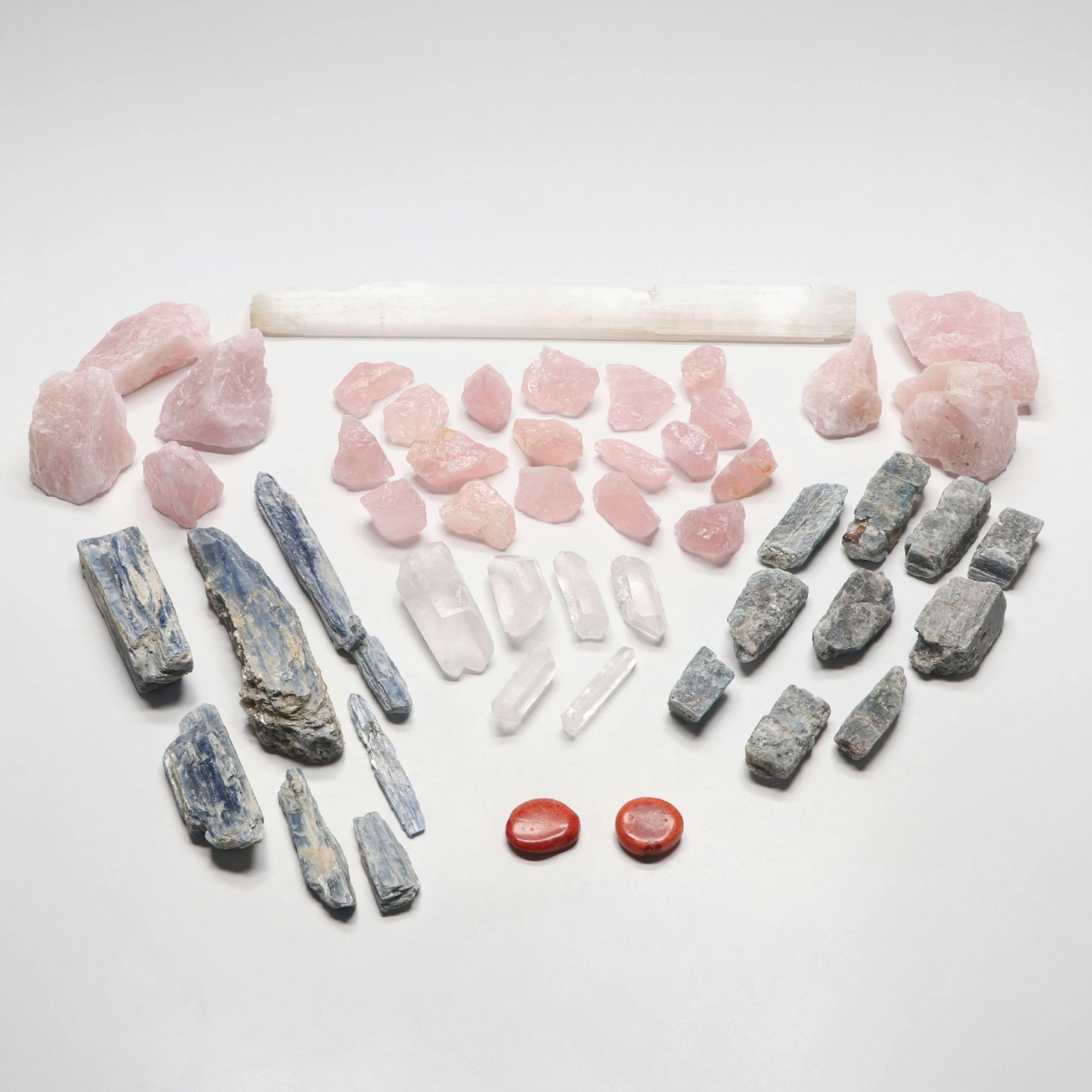 Blue Kyanite, Rose Quartz, Polished Red Coral, and More Specimens