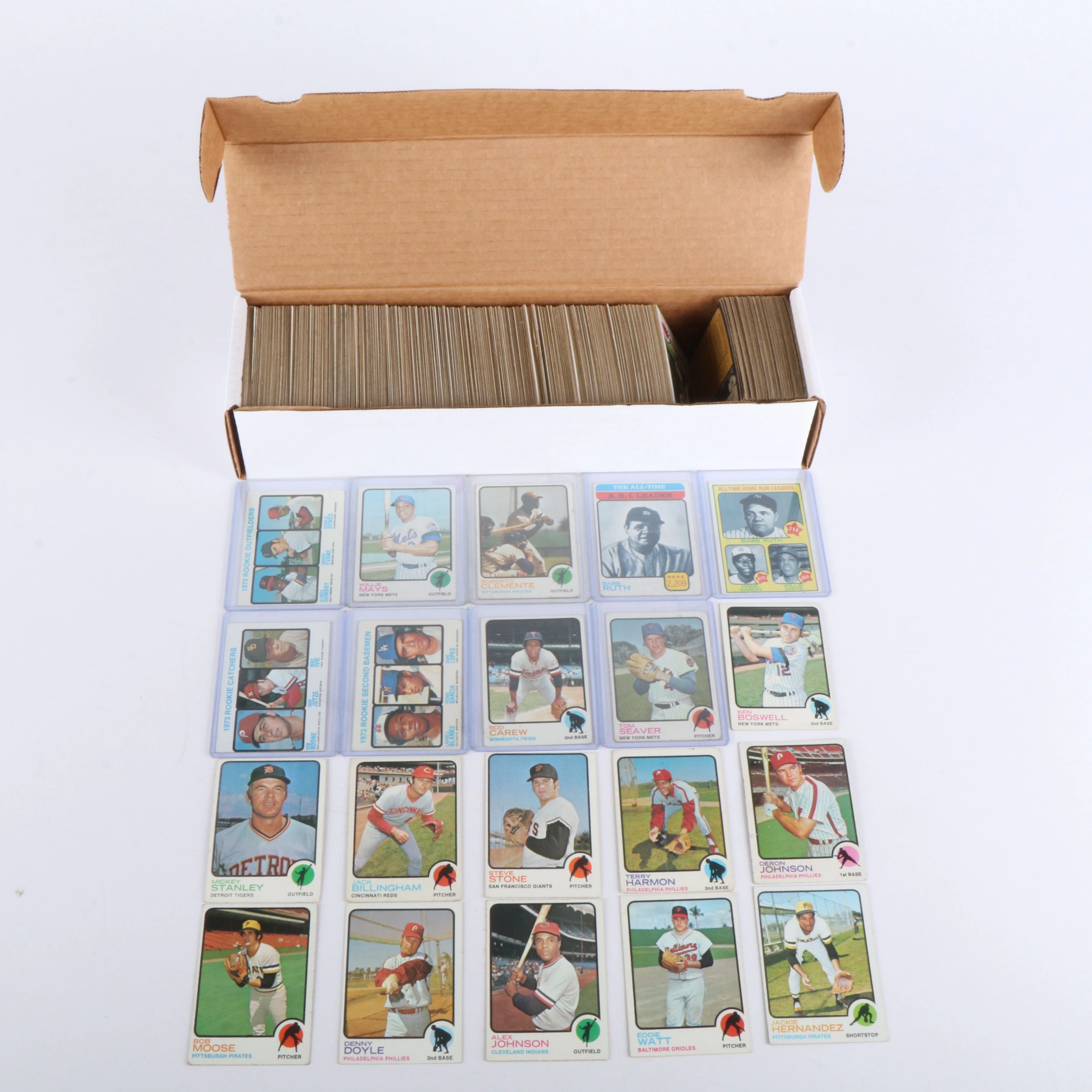 1973 Topps Baseball Cards Featuring Babe Ruth, Roberto Clemente, and More