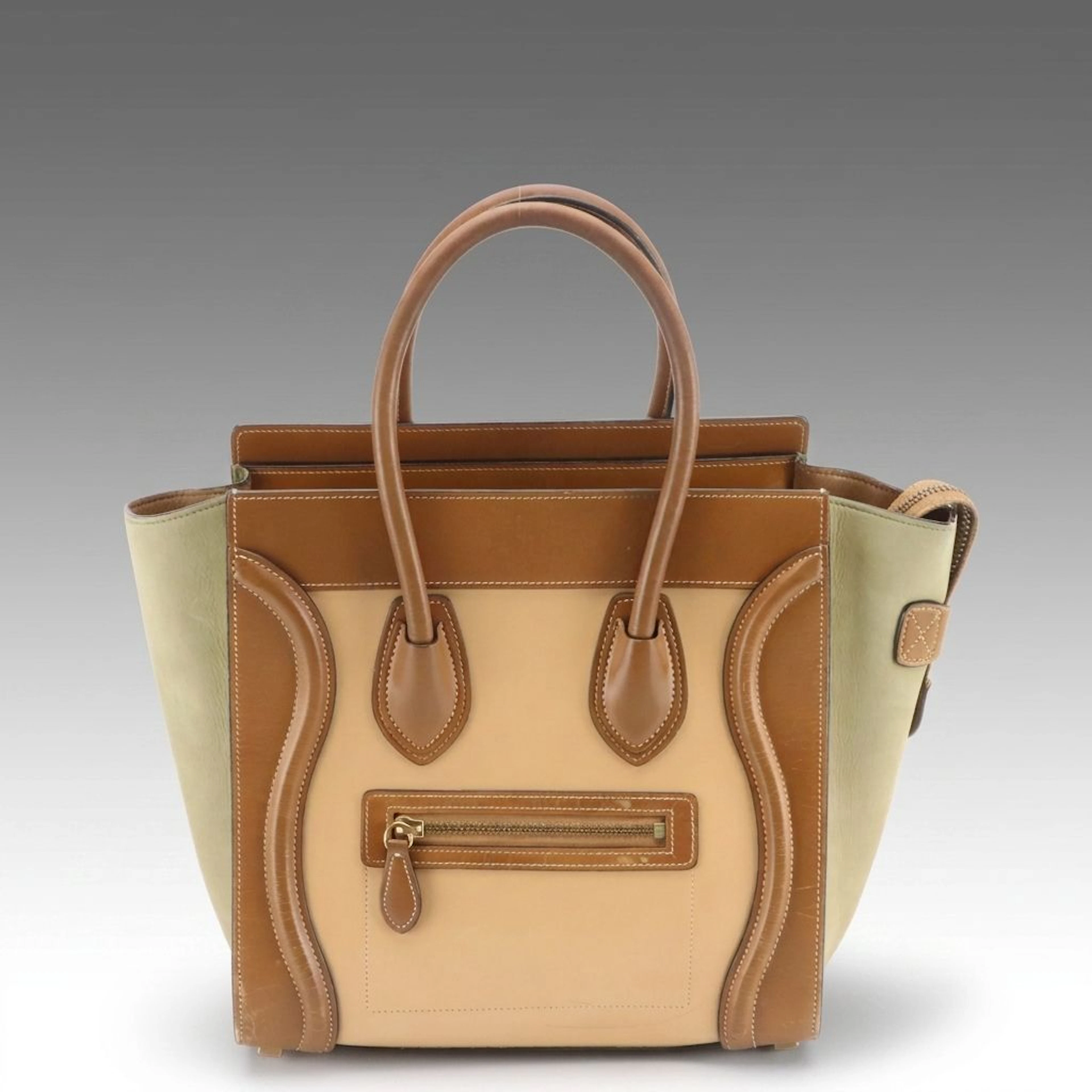 Céline Tricolor Leather Micro Luggage Tote Bag