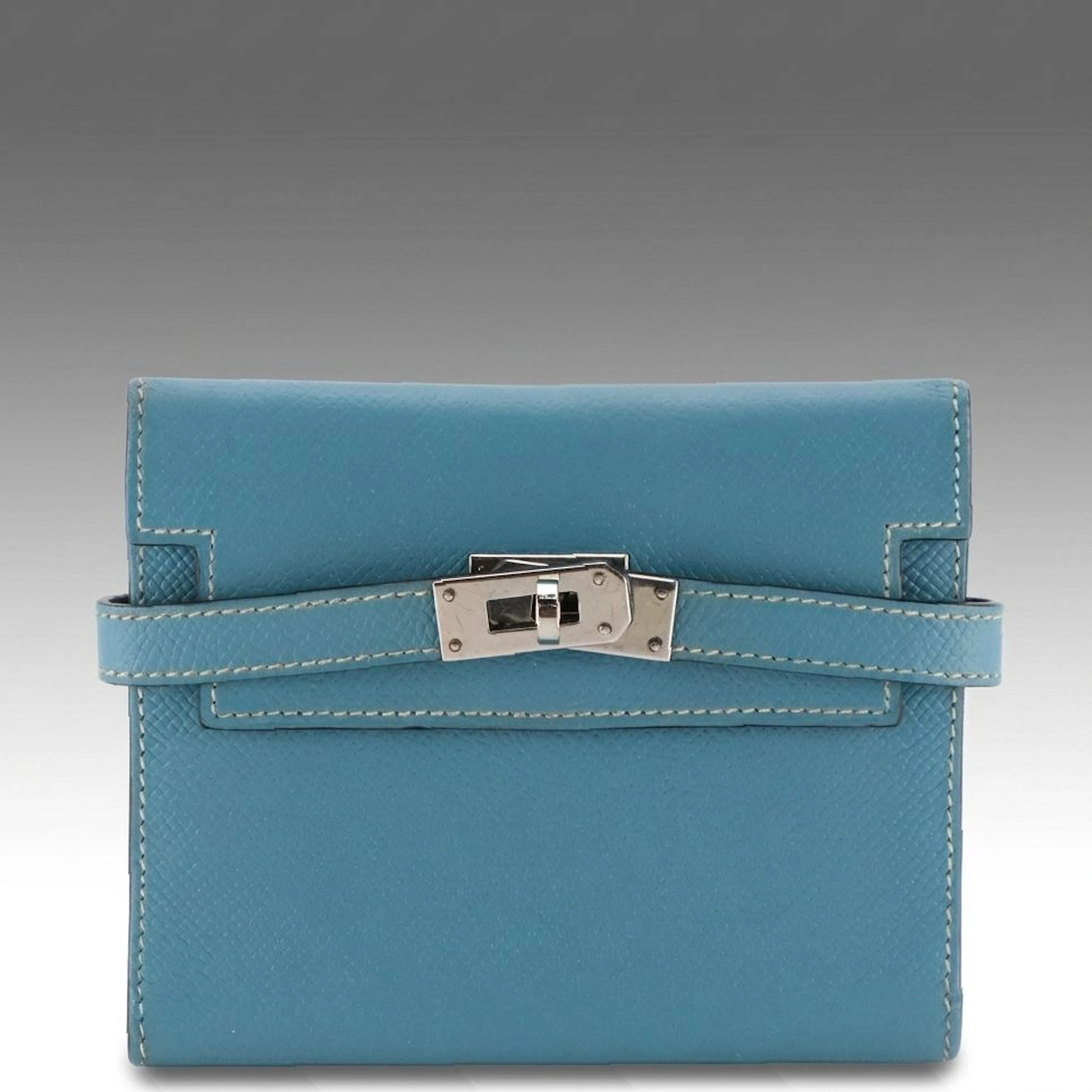 Hermès Kelly Compact Trifold Wallet in Blue Epsom Leather