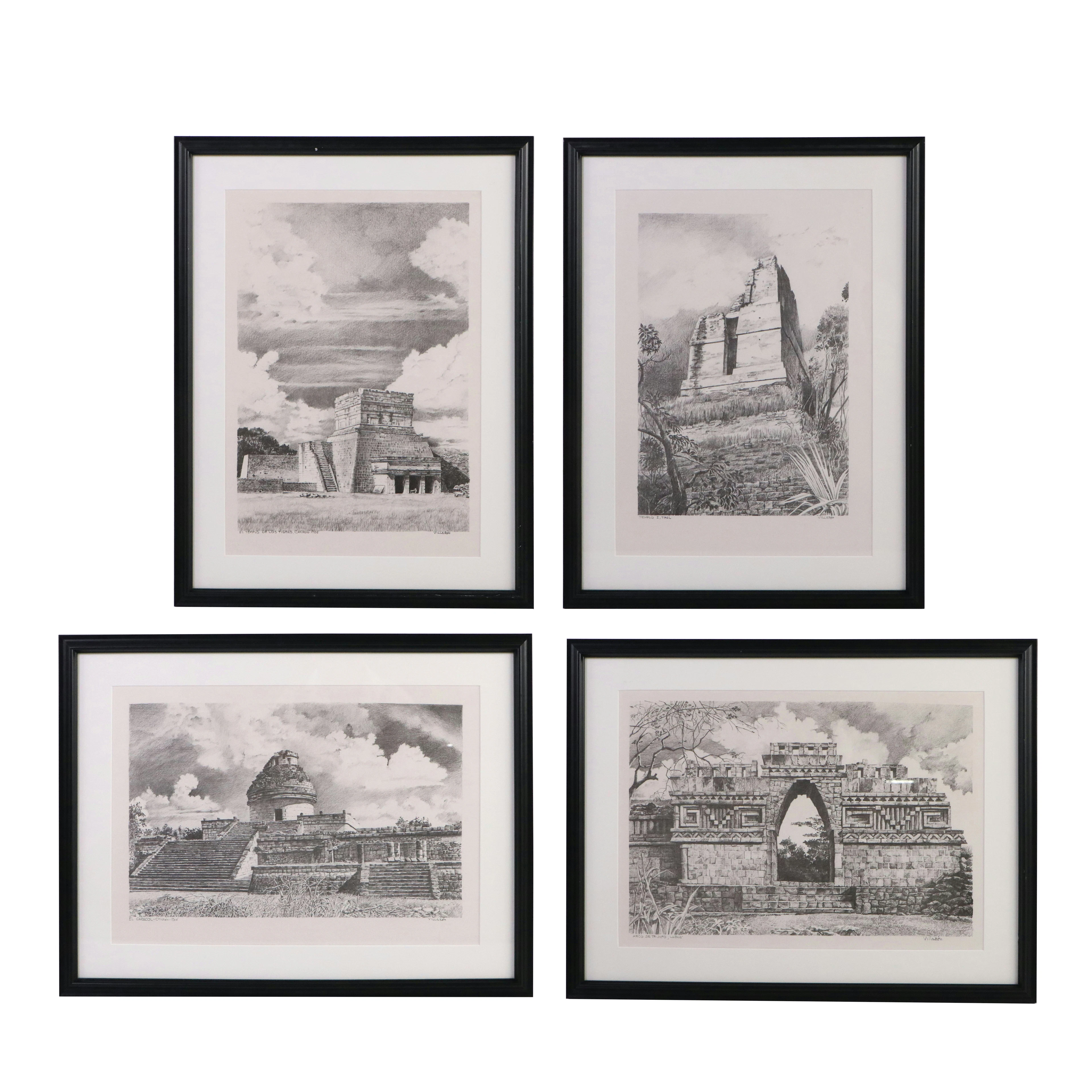 Manuel Villazón Collection of Architectural Halftone Prints of Mayan Structures