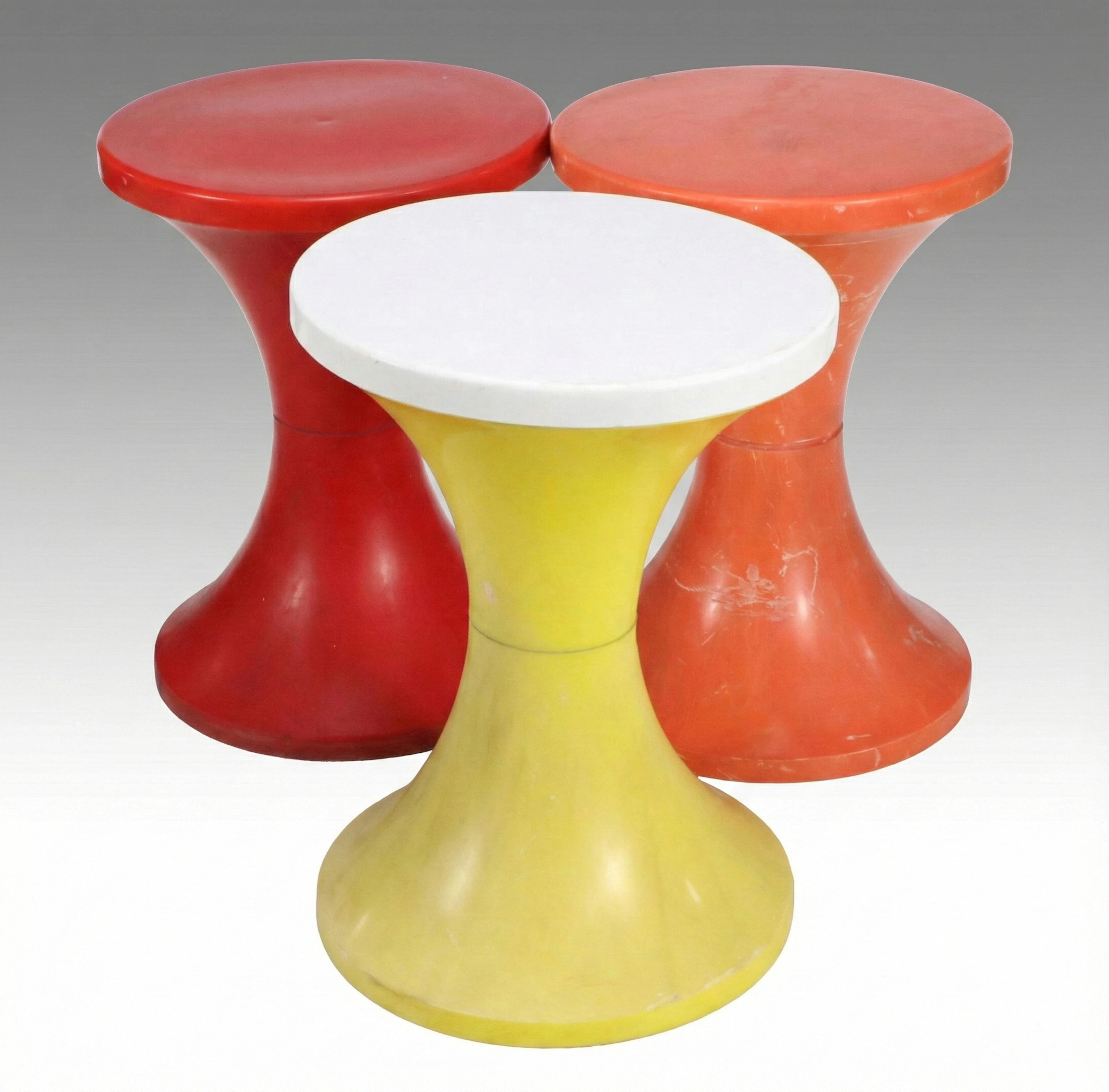 Three Mid Century Modern Tam Tam Stools, Manner of Henry Massonnet for Stamp