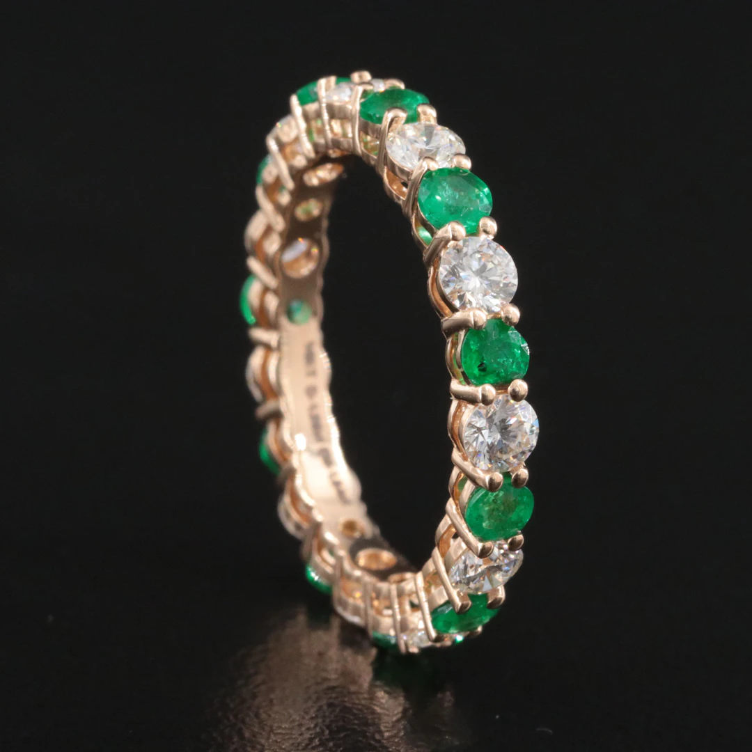 14K 1.20 CTW Diamond and 1.04 CTW Emerald Eternity Band