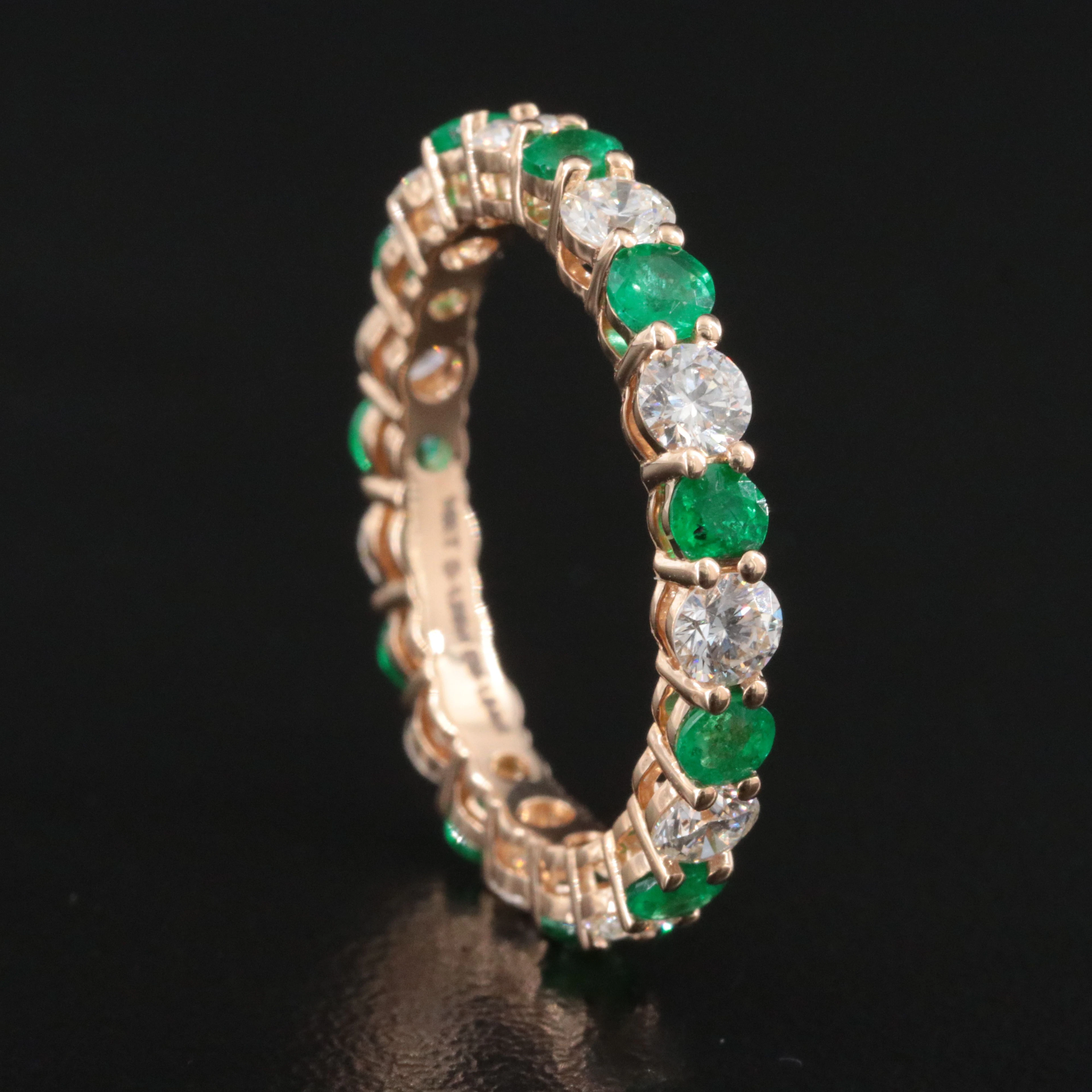 14K 1.20 CTW Diamond and 1.04 CTW Emerald Eternity Band
