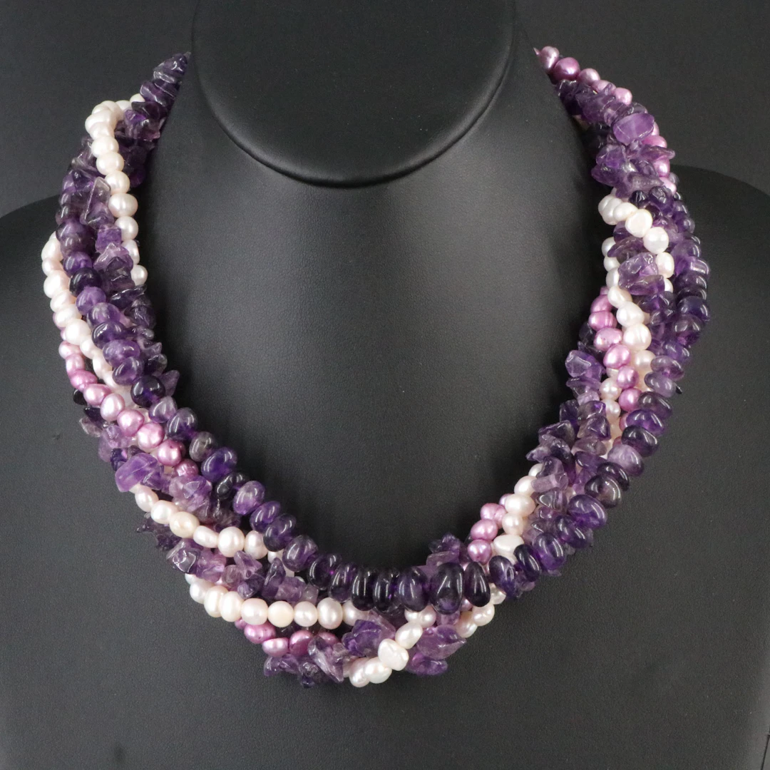 Amethyst and Pearl Necklaces Featuring Sterling
