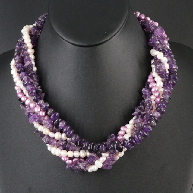 Amethyst and Pearl Necklaces Featuring Sterling