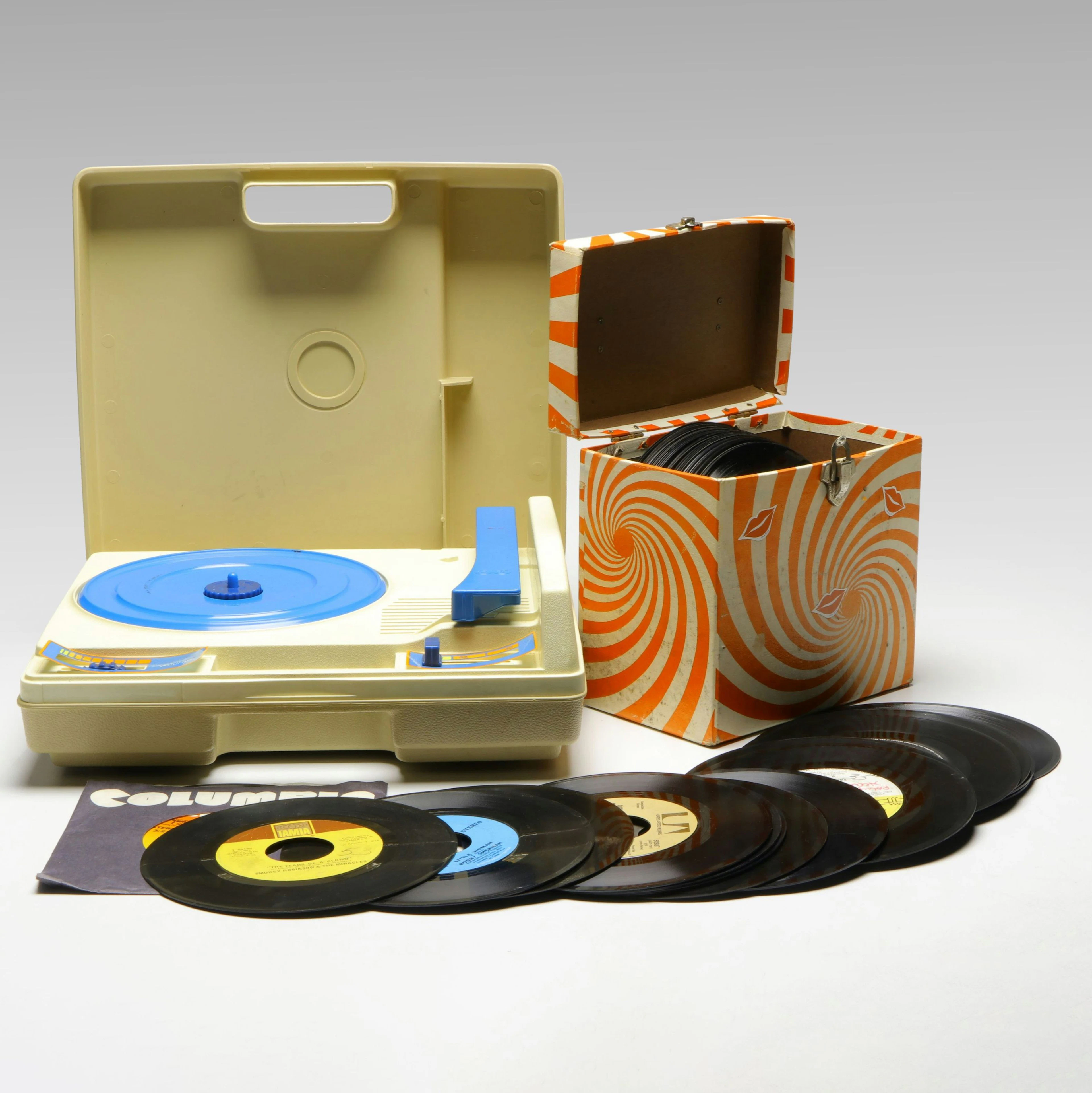 Fisher-Price Portable Plastic Phonograph with Records, 1970s