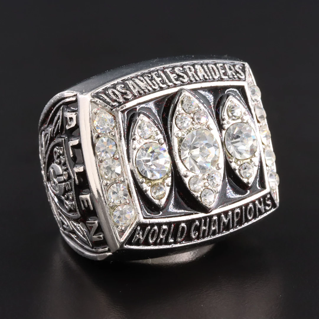 Replica LA Raiders Allen Superbowl XVIII Champions Rhinestone and Enamel Ring