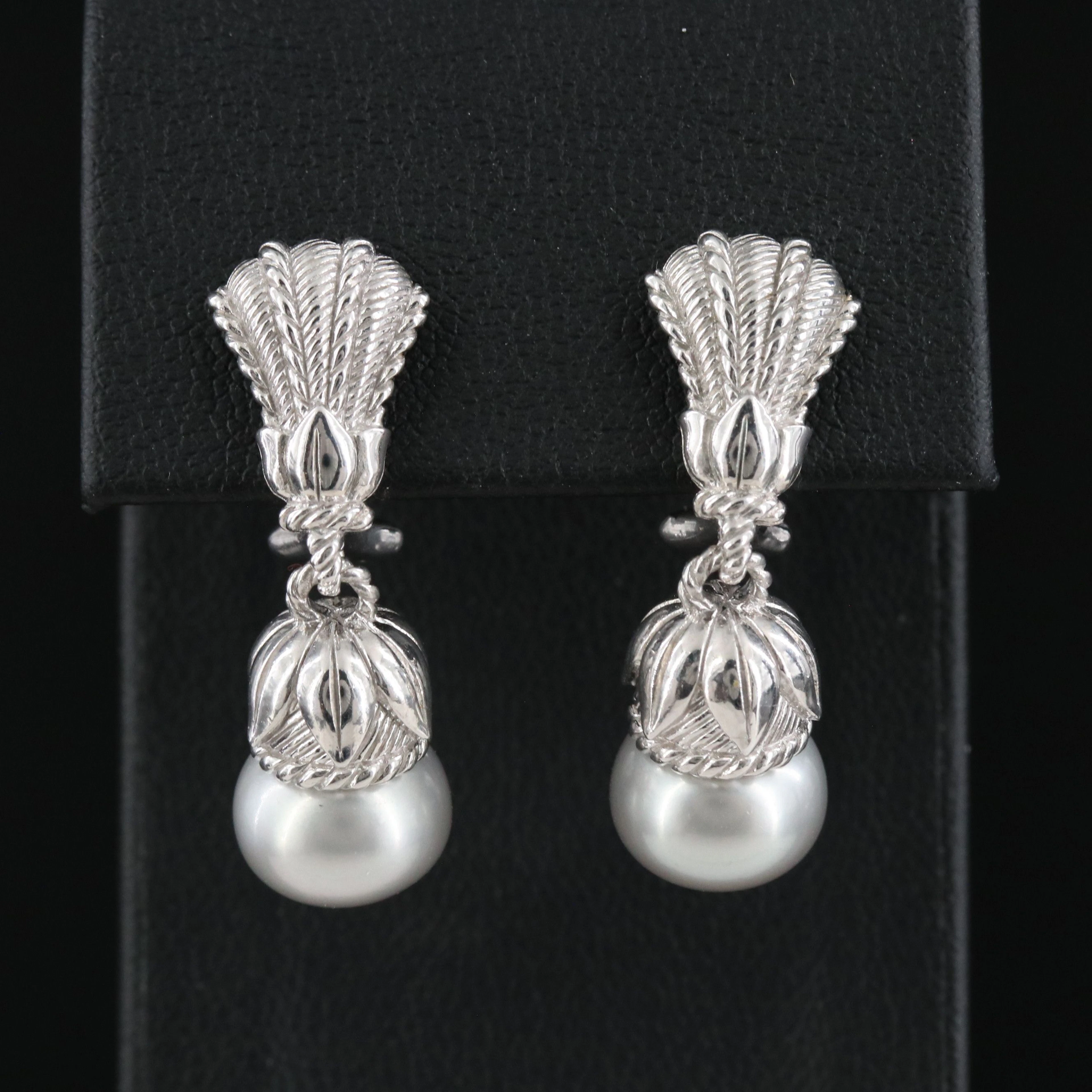 Judith Ripka Sterling Pearl Drop Earrings
