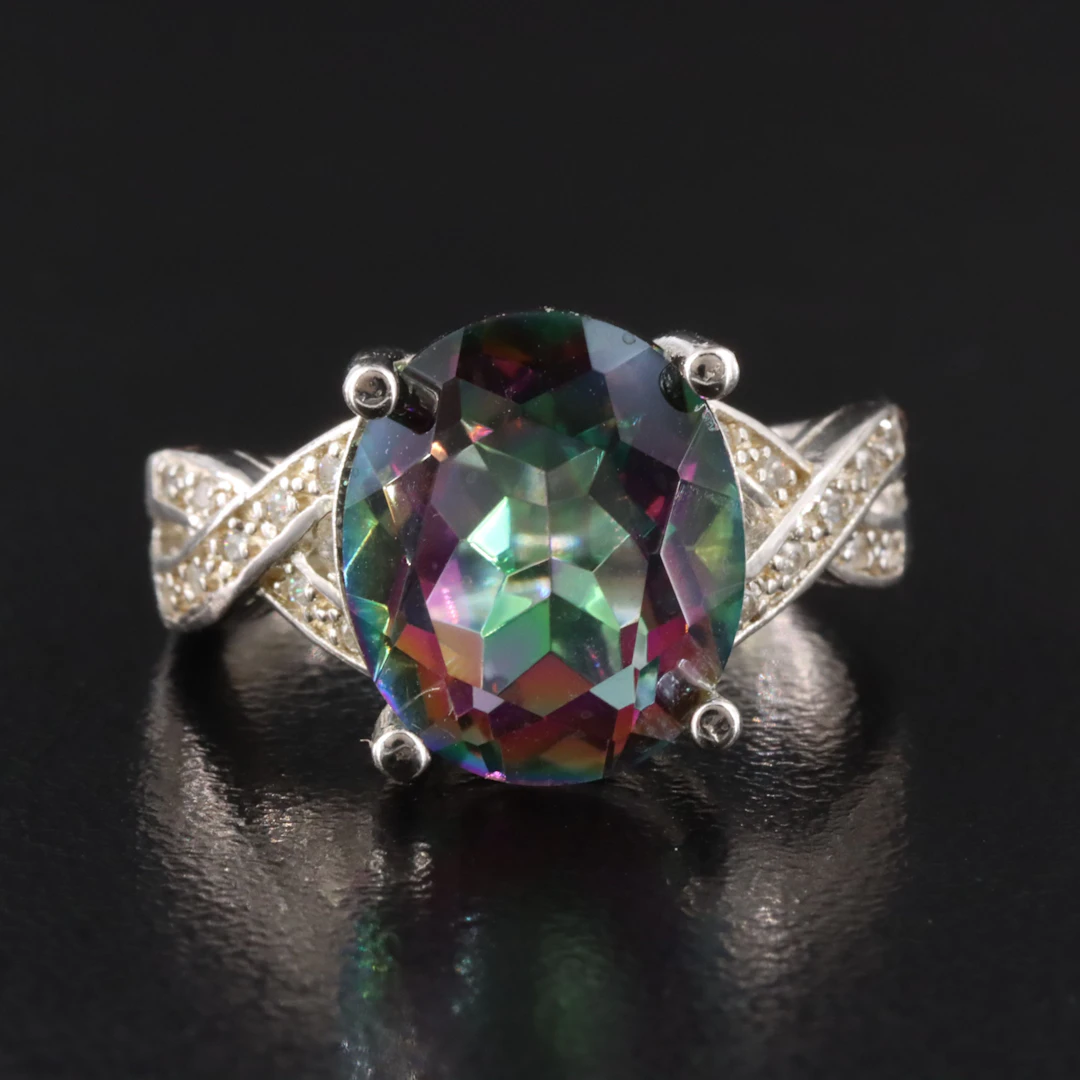 Sterling Quartz and CZ Ring