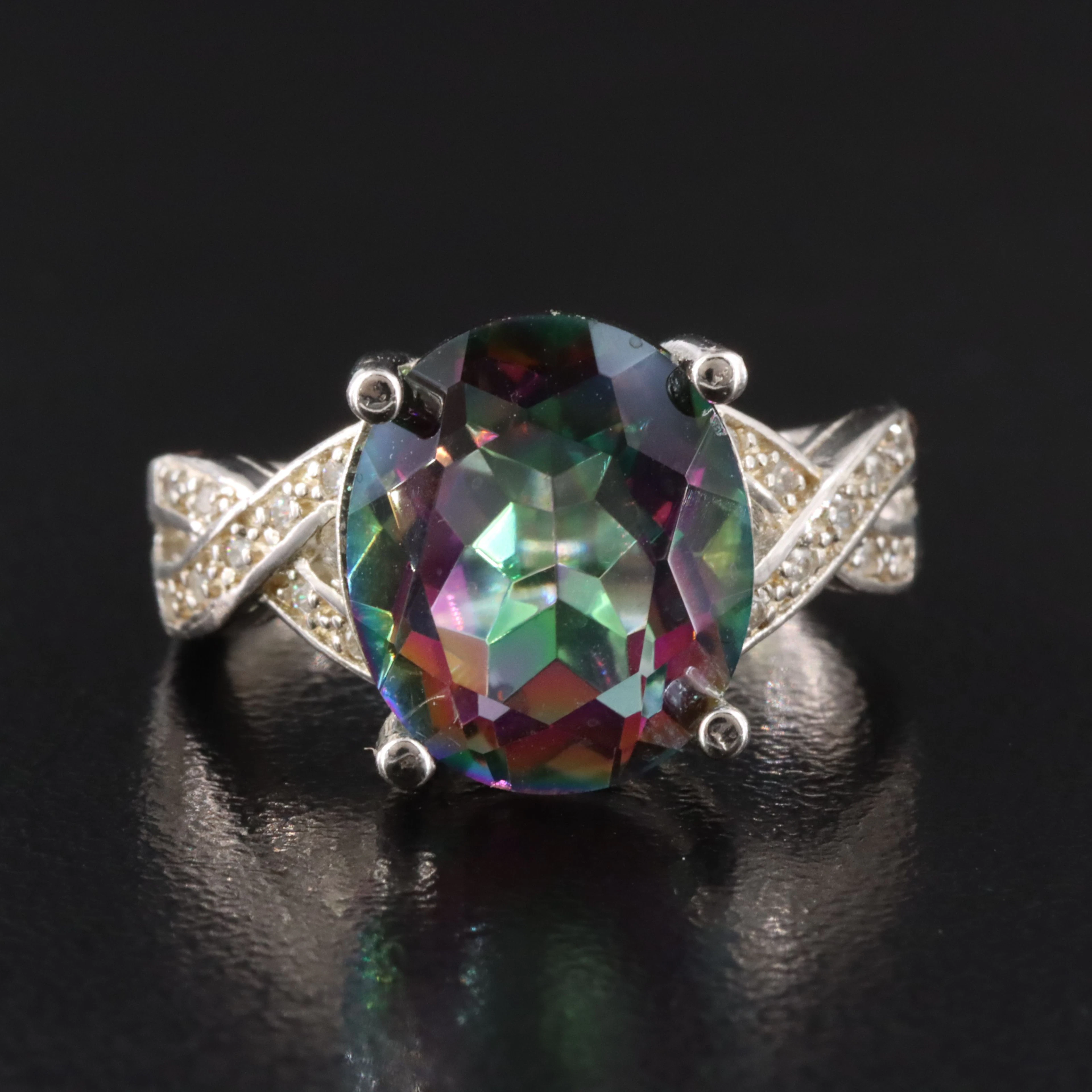Sterling Quartz and CZ Ring