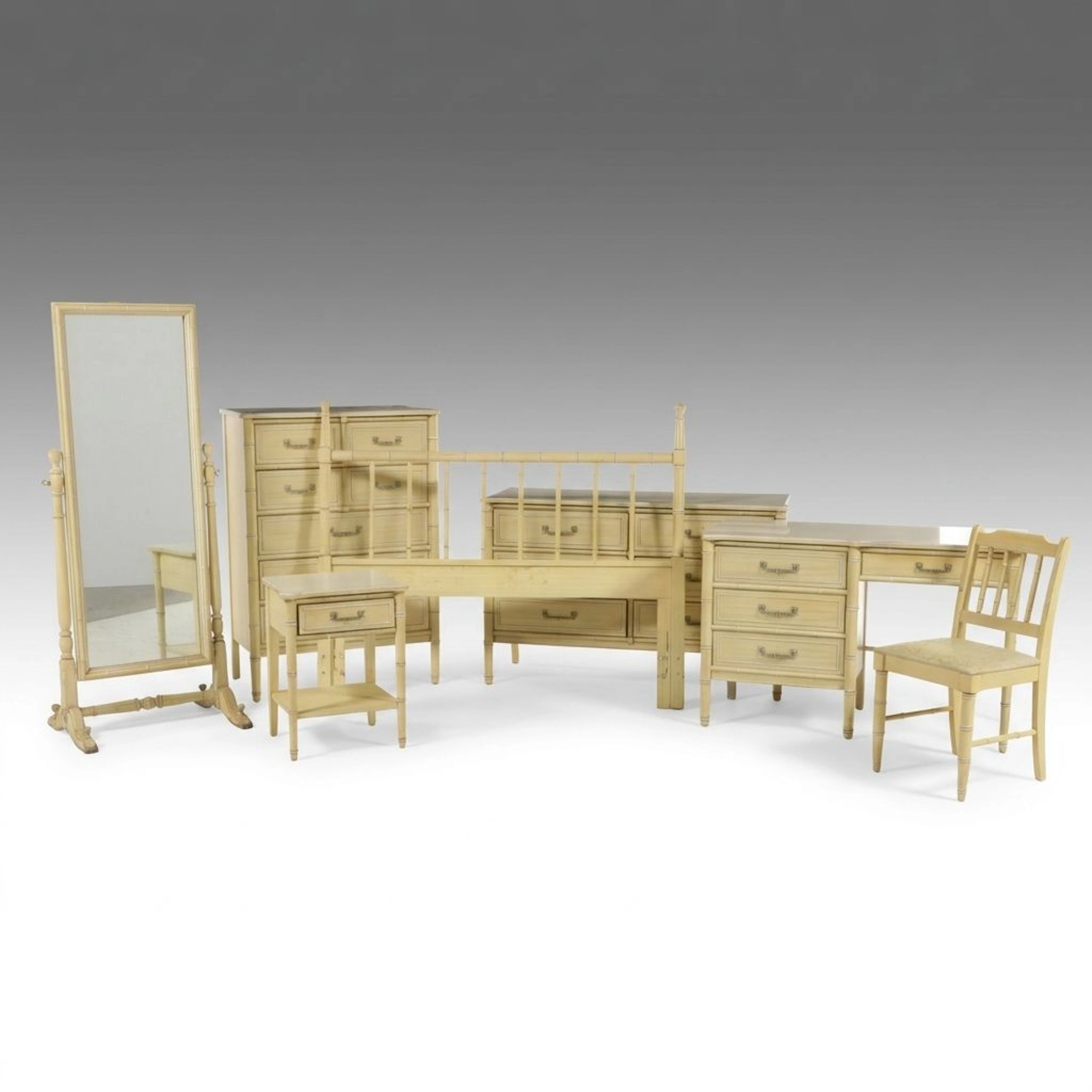 Faux Bamboo "Bali Hai" Collection Bedroom Furniture Suite, Late 20th Century