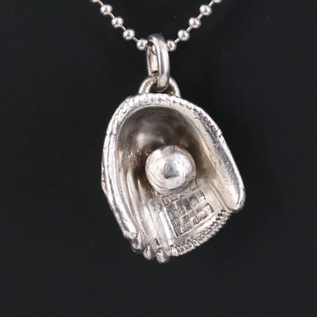 Tiffany & Co. Sterling Baseball Glove with Ball Pendant Necklace