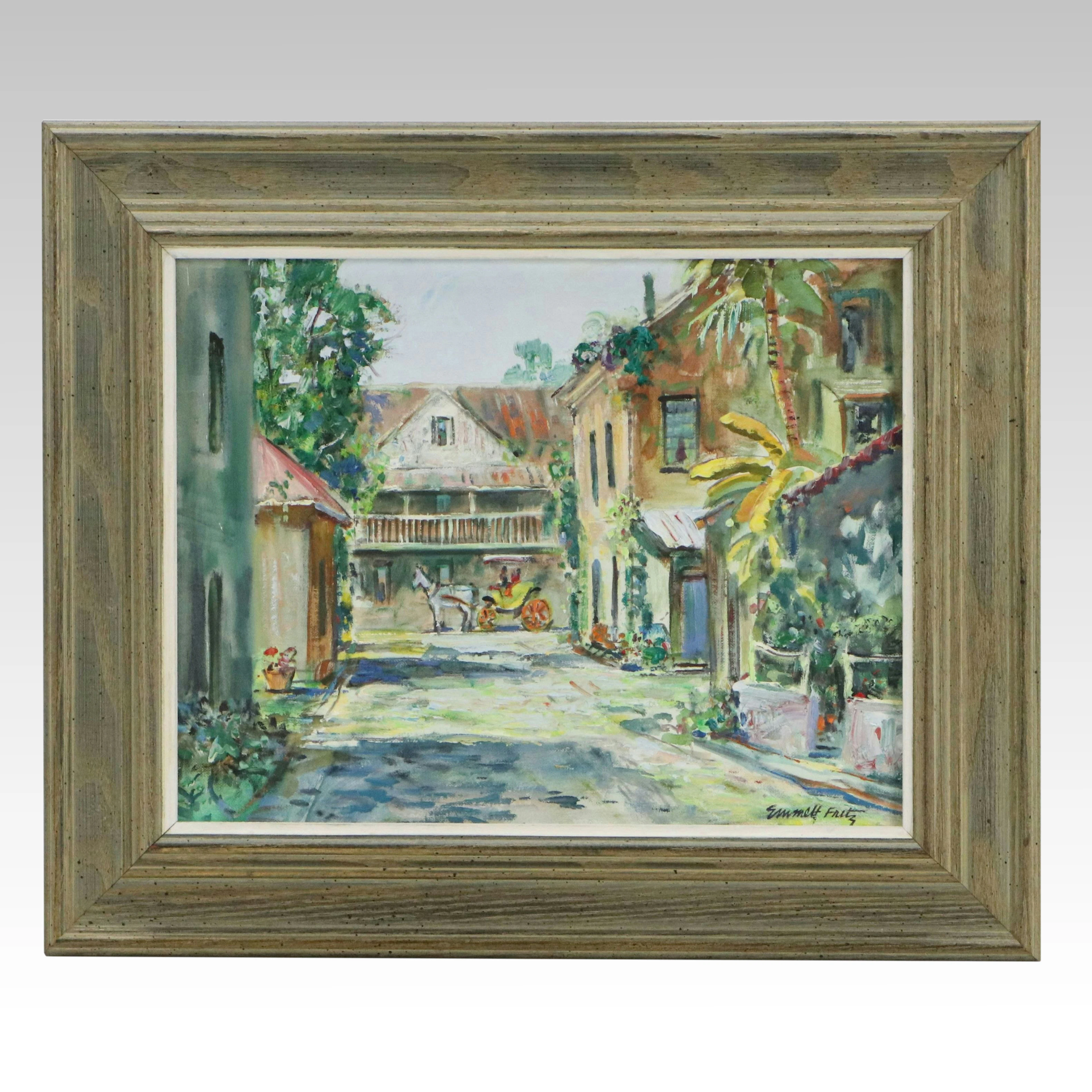 Emmett John Fritz Oil Painting of St. Augustine Street Scene, Circa 1970