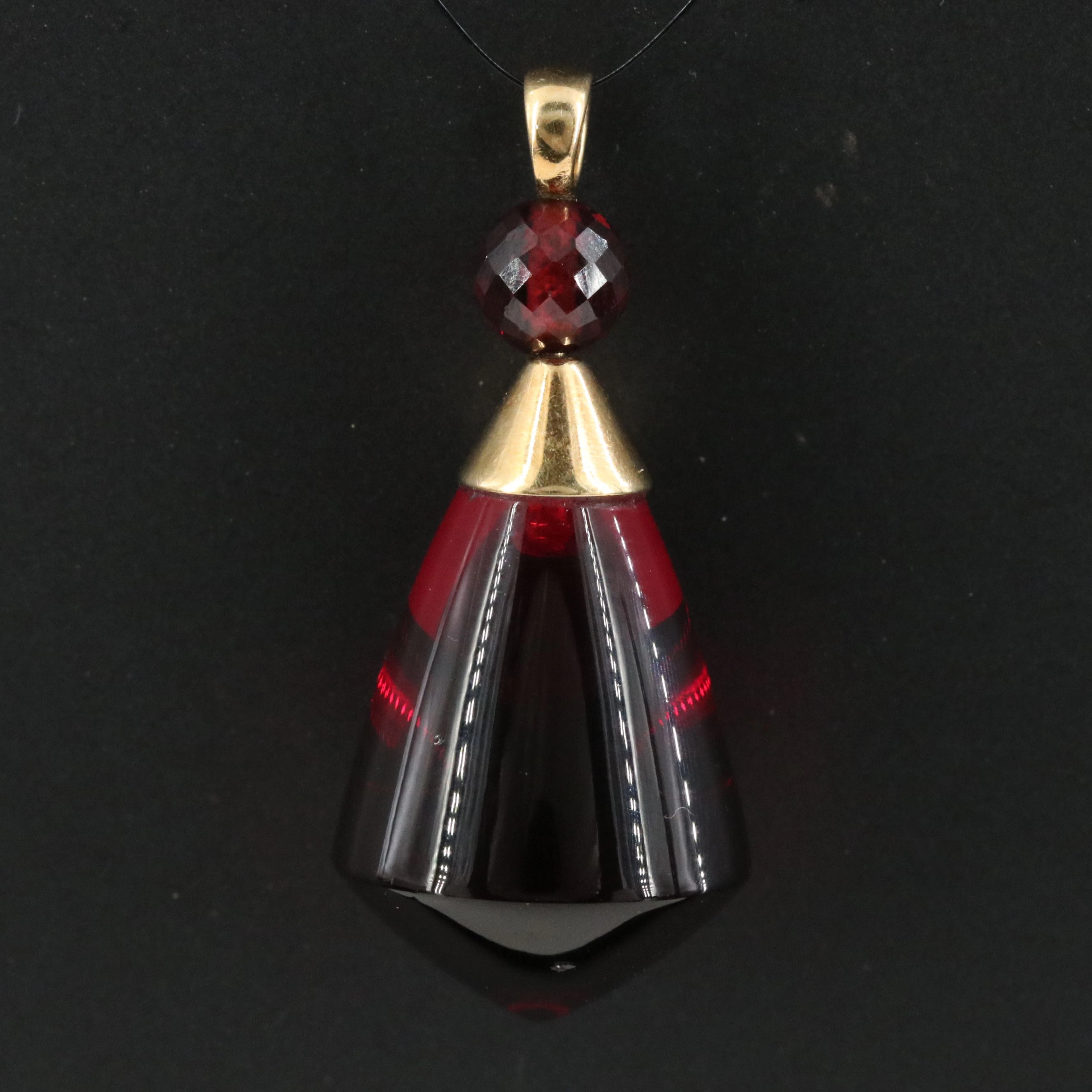 Baccarat 18K Garnet and Glass Crystal Pendant