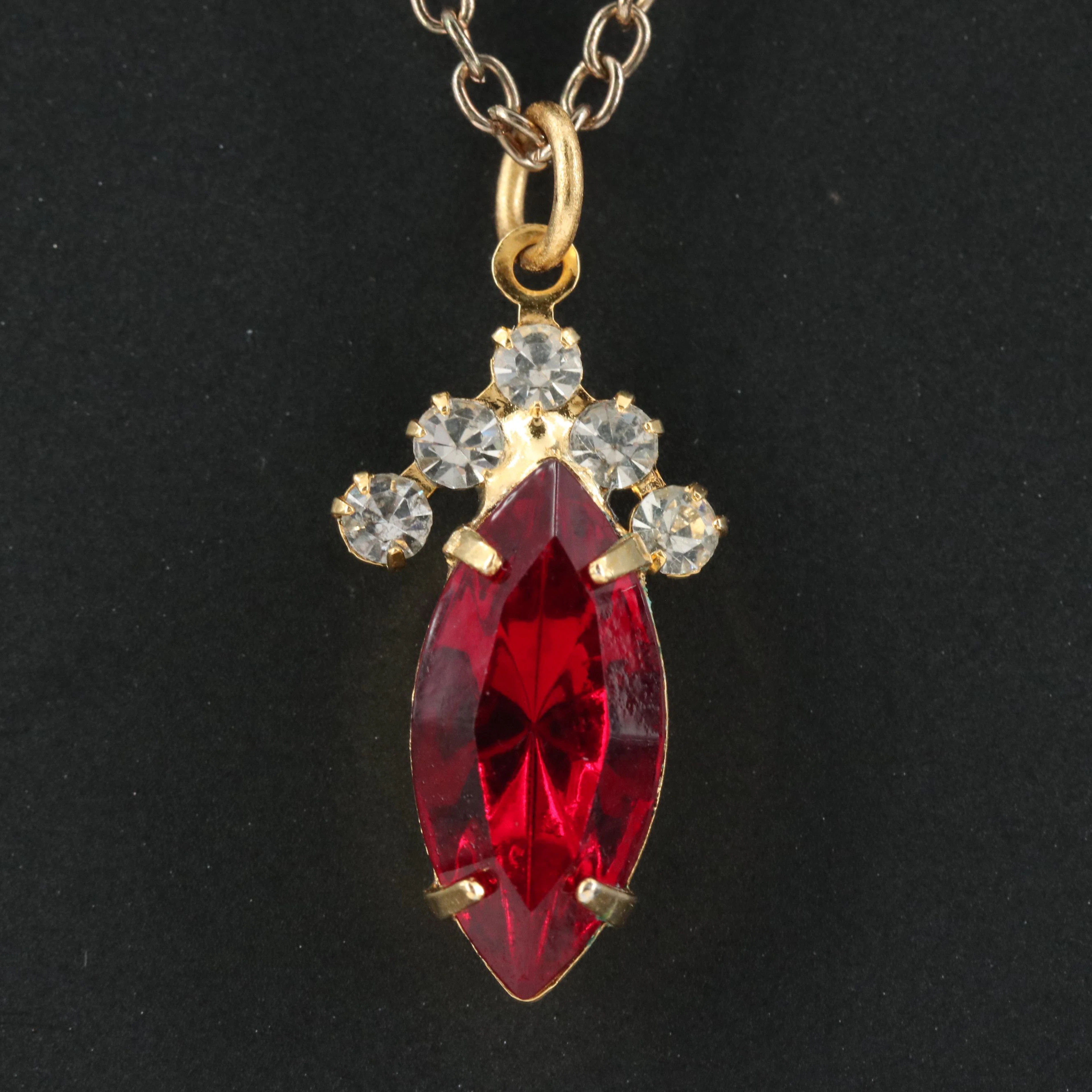 Crystal and Rhinestone Pendant Necklace