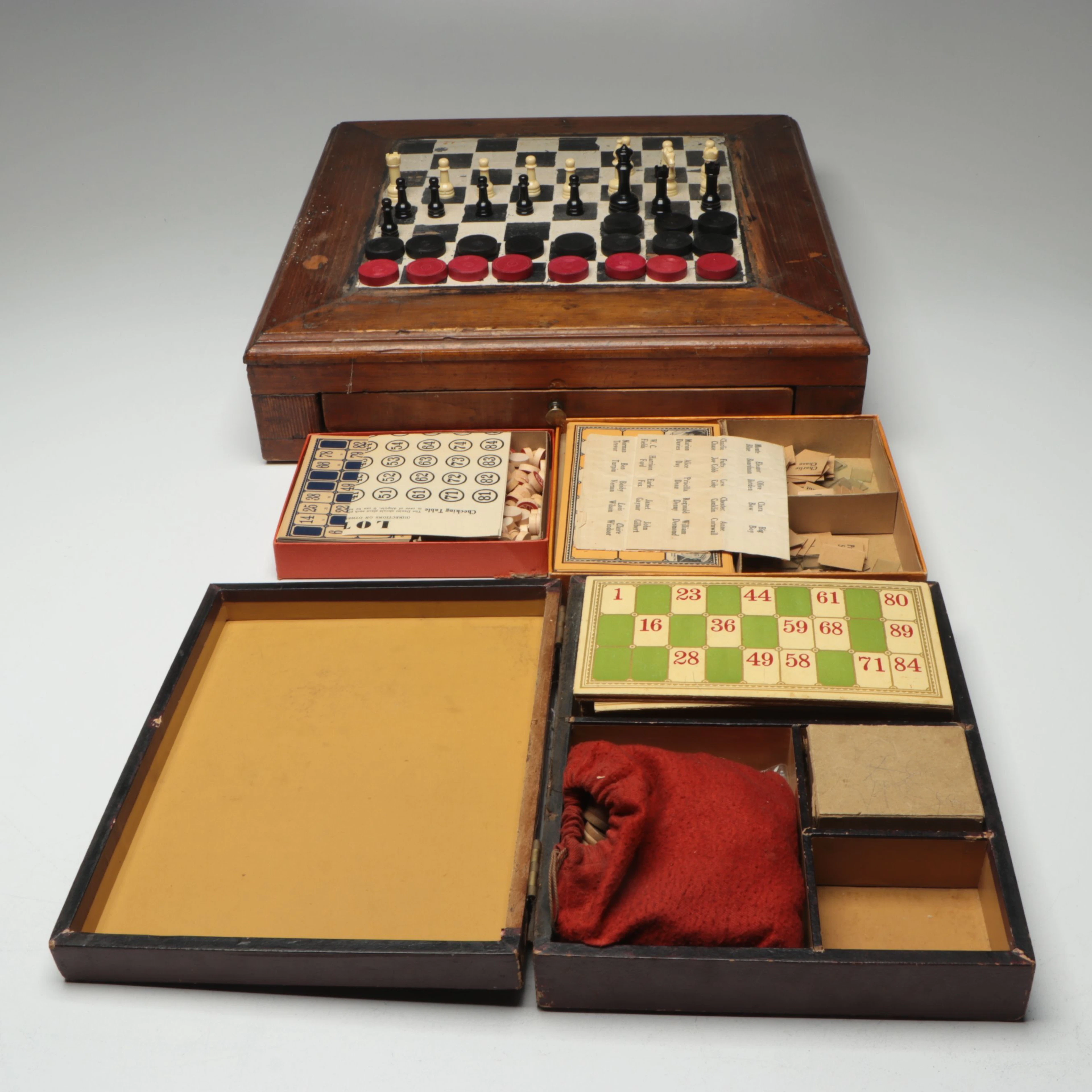 Milton Bradley "Movie Land Lotto" and Other Lotto Games with Checkerboard Box