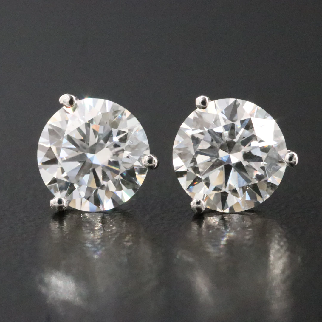 14K 2.98 CTW Lab Grown Diamond Martini Solitaire Earrings with IGI Reports